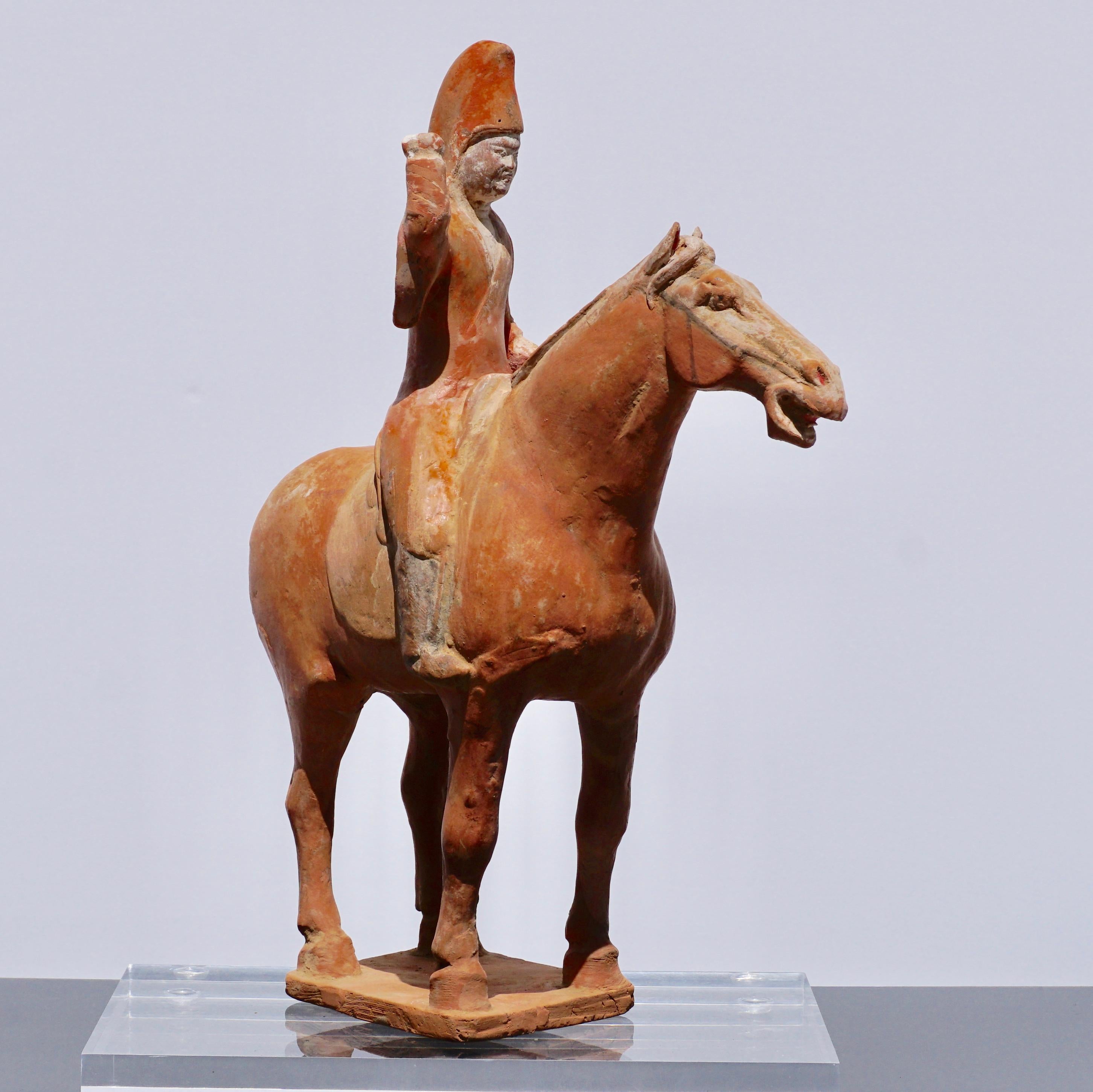 Hand-Crafted Tang Dynasty Horse and Polo Rider, '618 AD to 906 AD' 
