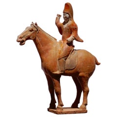Antique Tang Dynasty Horse and Polo Rider, '618 AD to 906 AD'