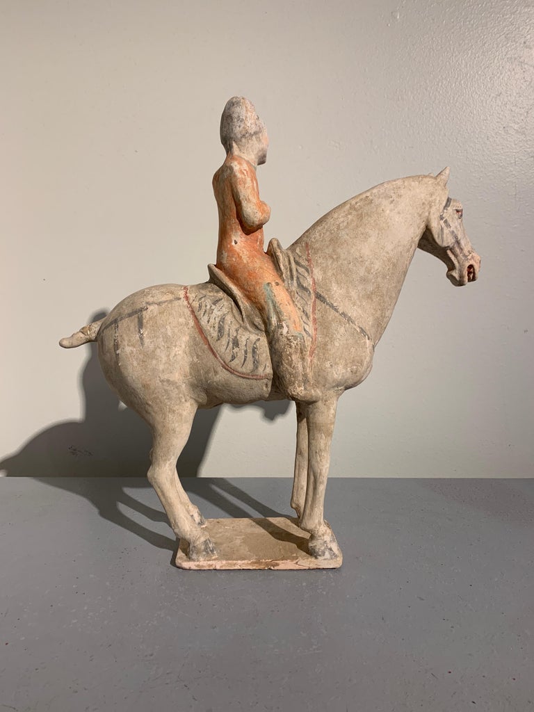 Tang Dynasty Horse And Rider Painted Pottery Circa 9th Century