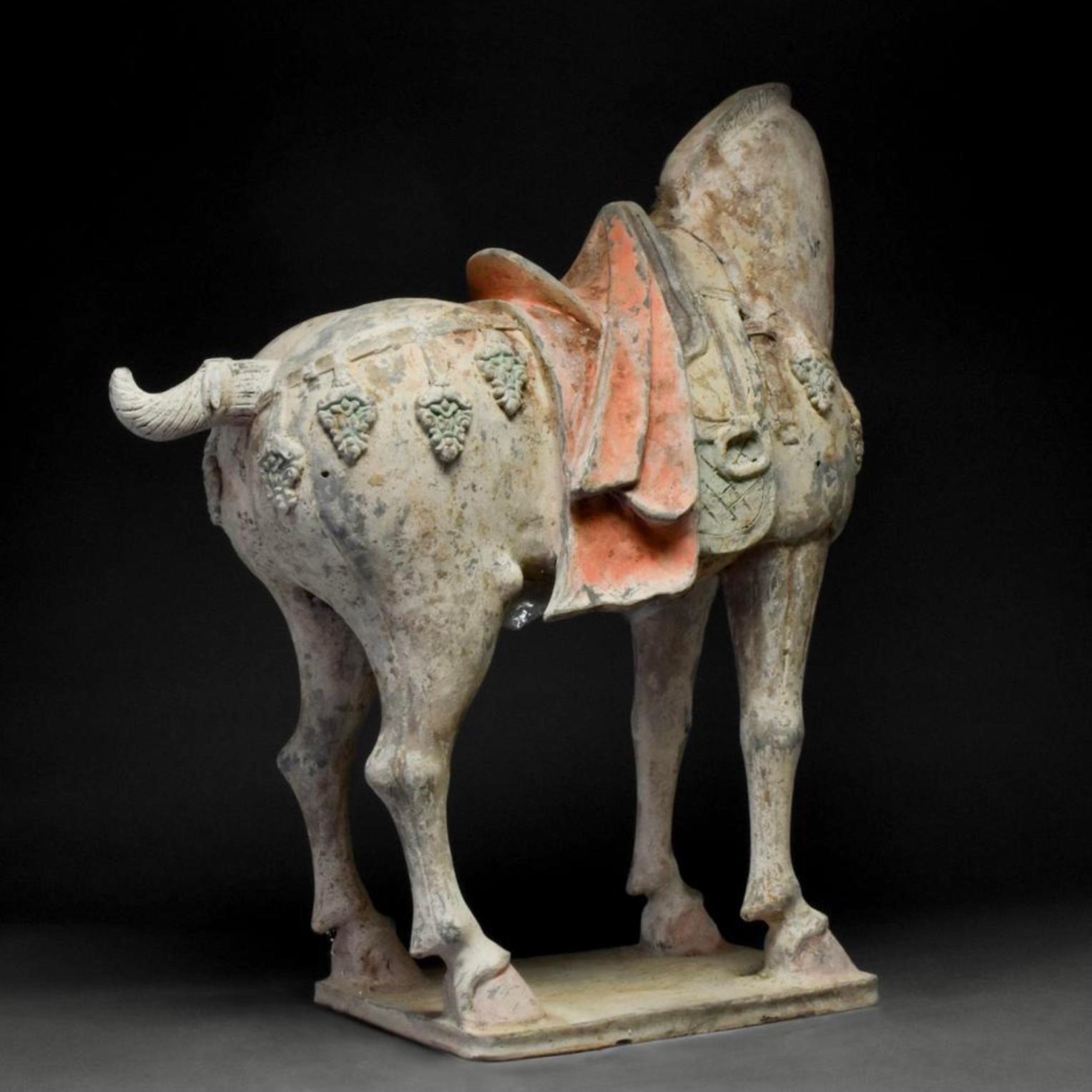 Tang Dynasty Large And Important Pottery Horse TL Tested In Good Condition For Sale In Dallas, TX