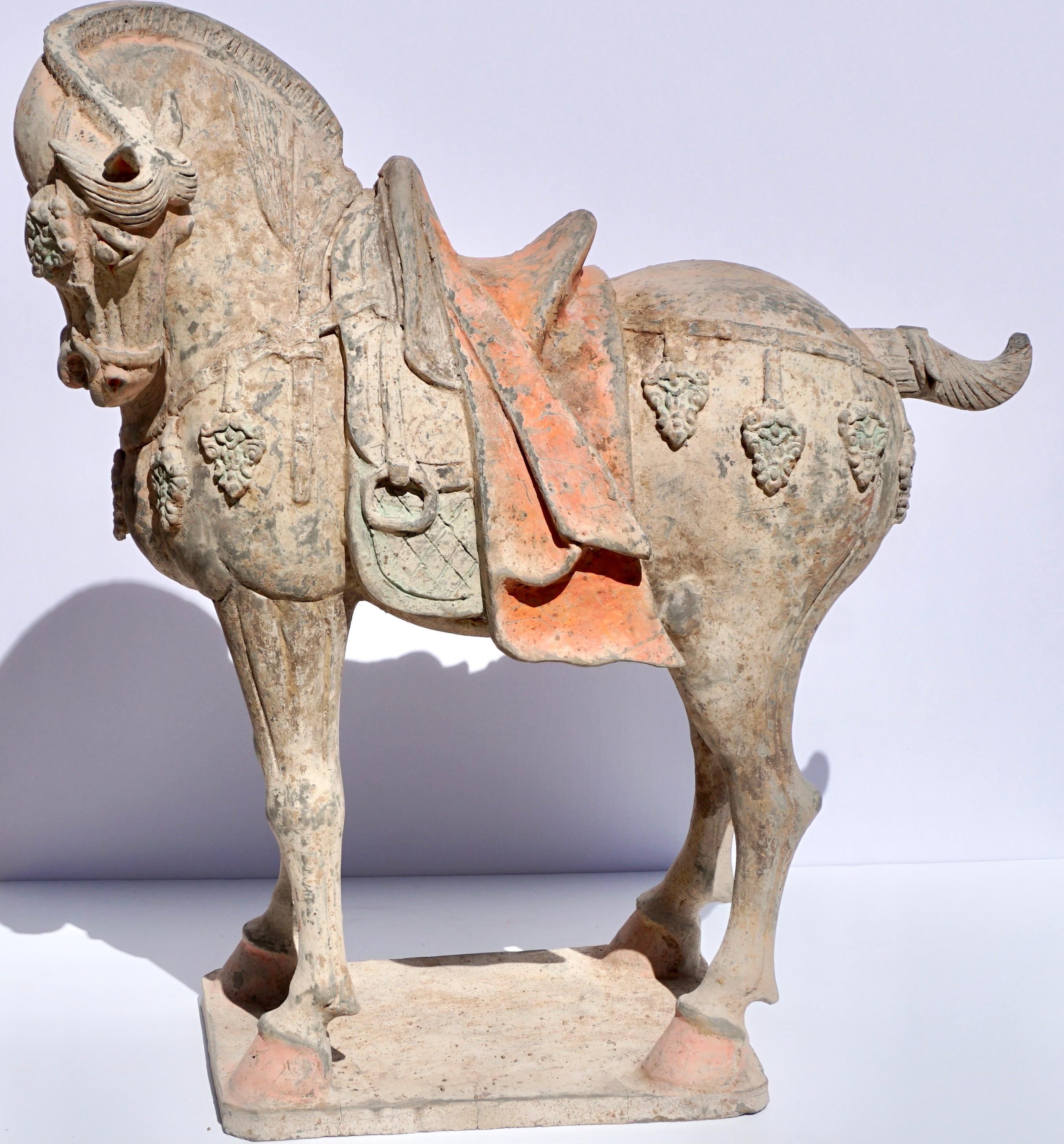 18th Century and Earlier Tang Dynasty Large And Important Pottery Horse TL Tested For Sale