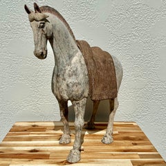 Tang Dynasty Large Pottery Polychromed Horse With Saddle