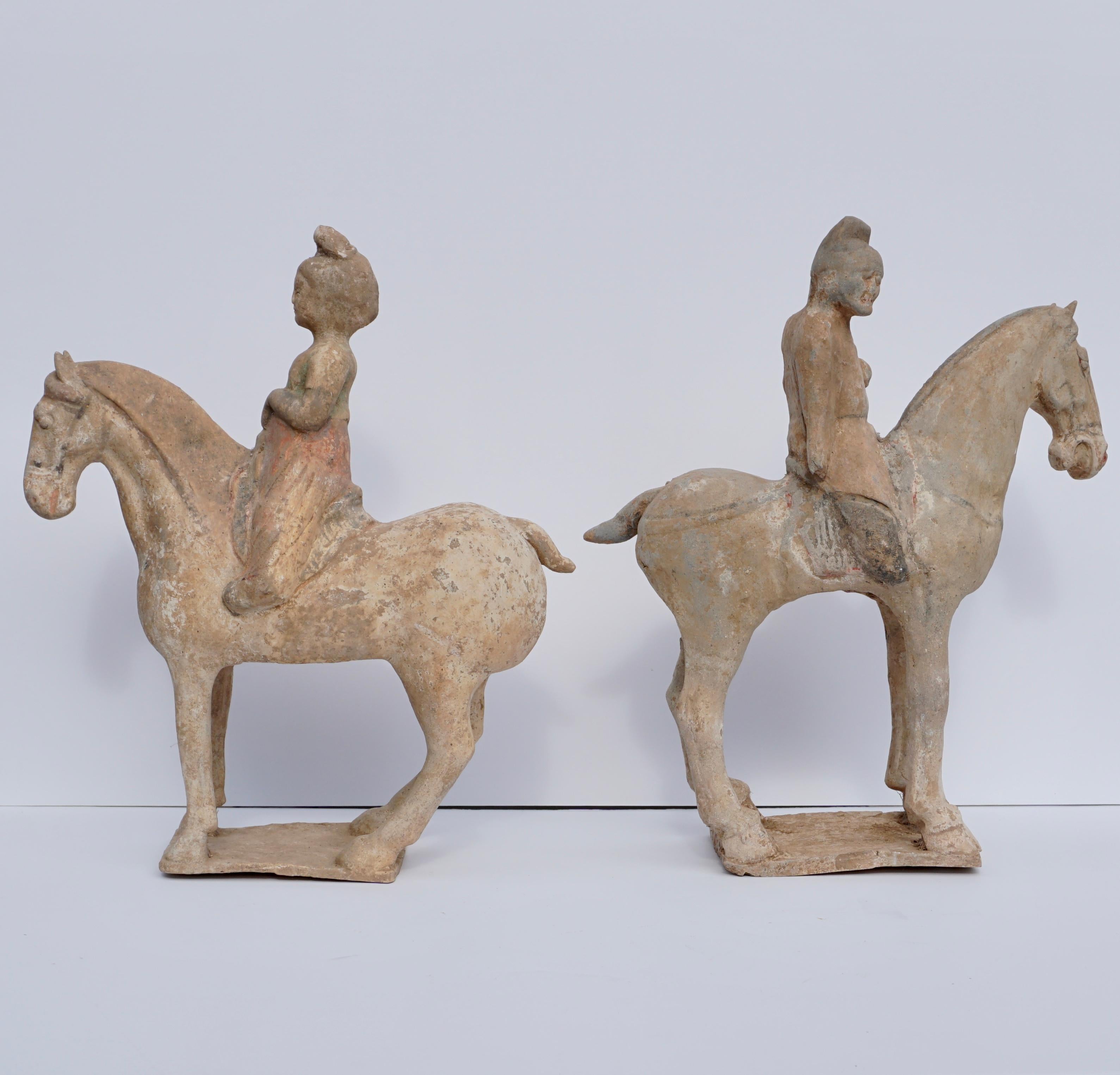 Chinese Tang Dynasty Male and Female Horse and Riders