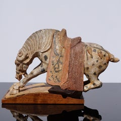 Tang Dynasty Painted Pottery Bowing Horse '618 AD to 906 AD' Attributed