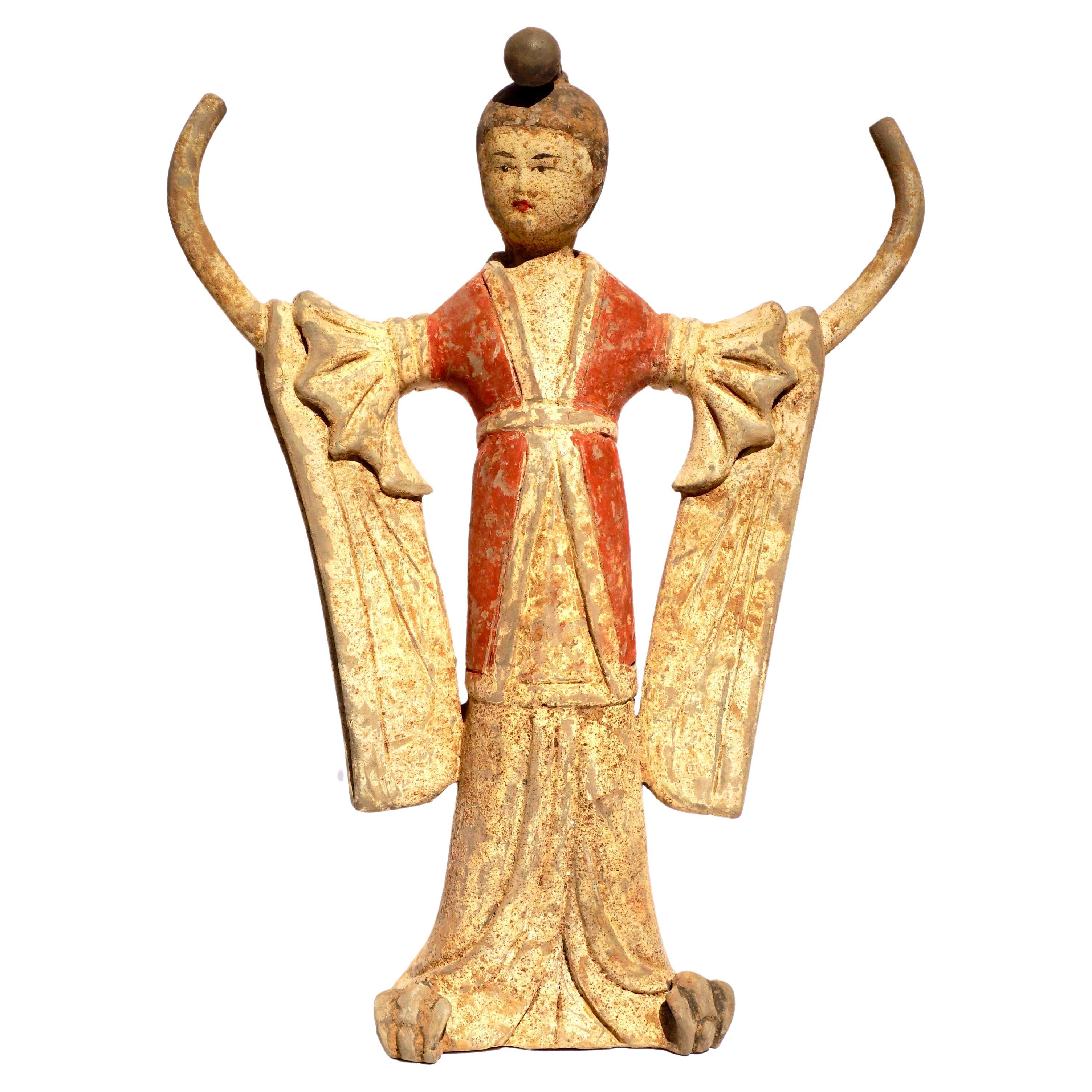 Bailarina de cerámica pintada de la dinastía Tang TL Testado
