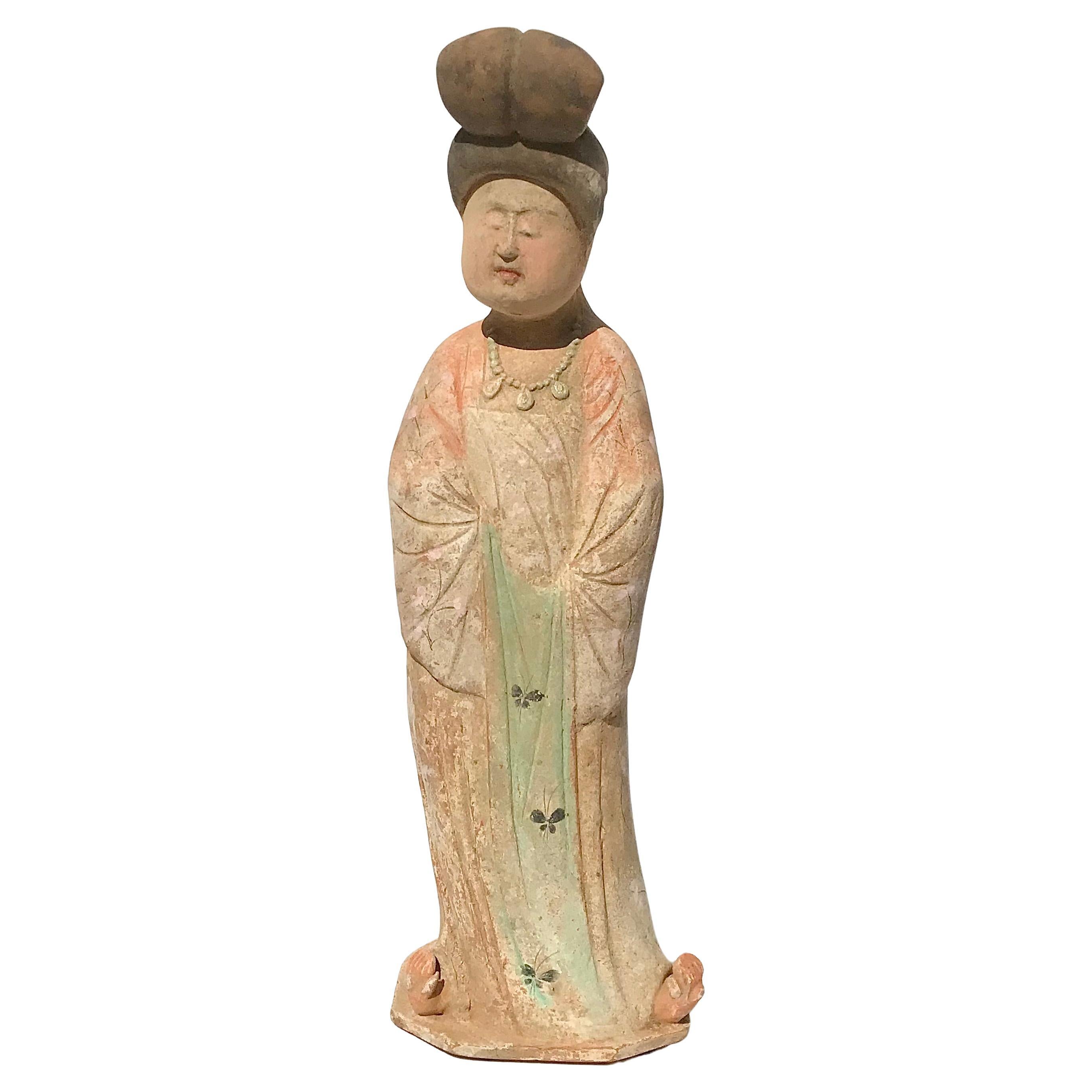 Escultura de dama gorda de cerámica pintada de la Tang Dynasty