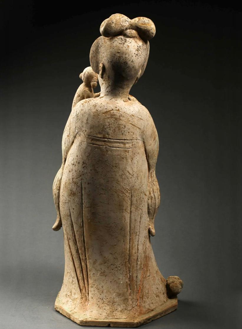 18th Century and Earlier Tang Dynasty Museum Fat Lady and Child TL Tested For Sale