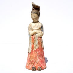 Tang Dynasty Paited Terracotta Female Attendant
