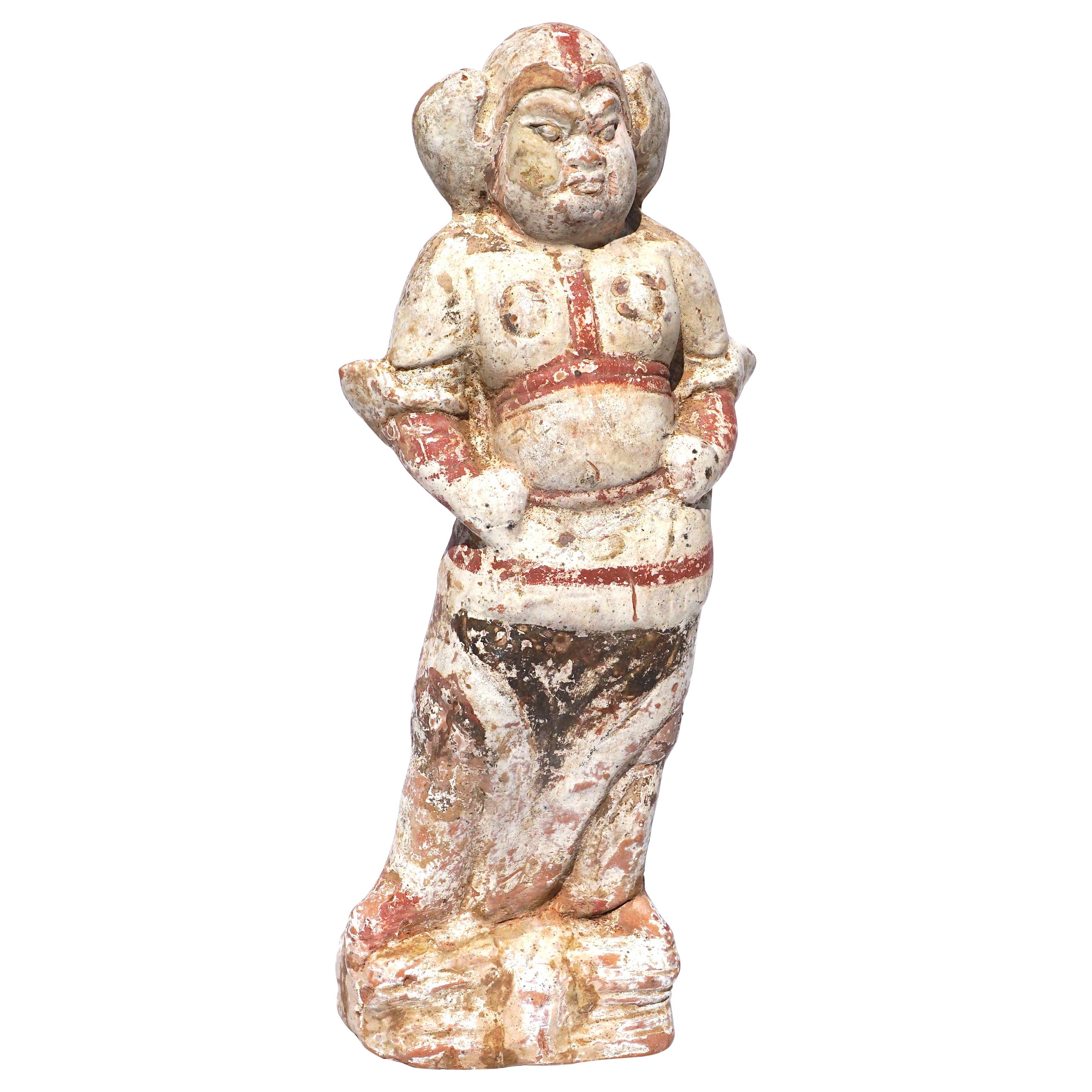 Tang Dynasty Pottery Lokapala Tomb Figure For Sale