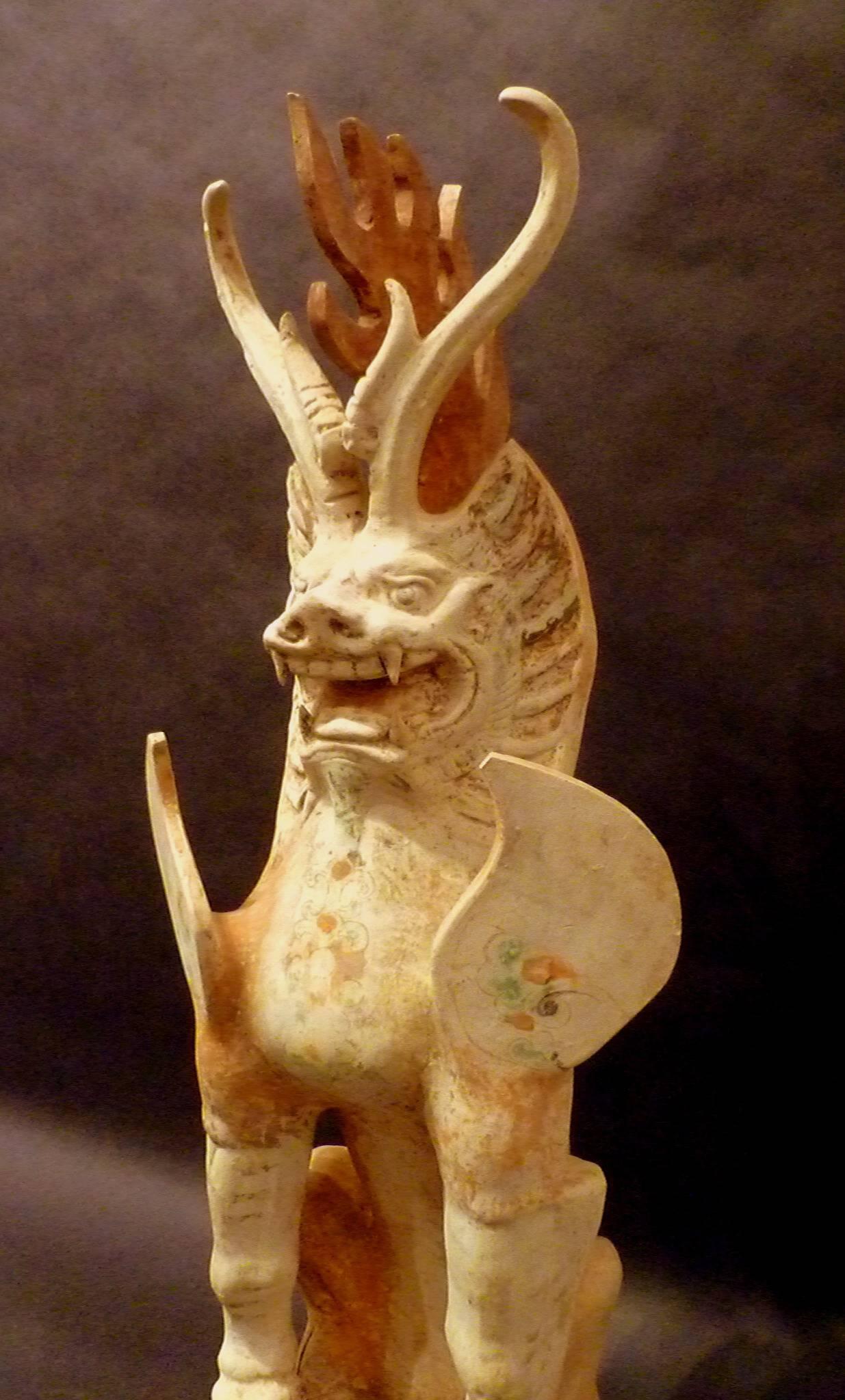 Tang Dynasty Pottery Pottery Statue of Earth Spirit, Oxford TL Tested In Good Condition In Greenwich, CT