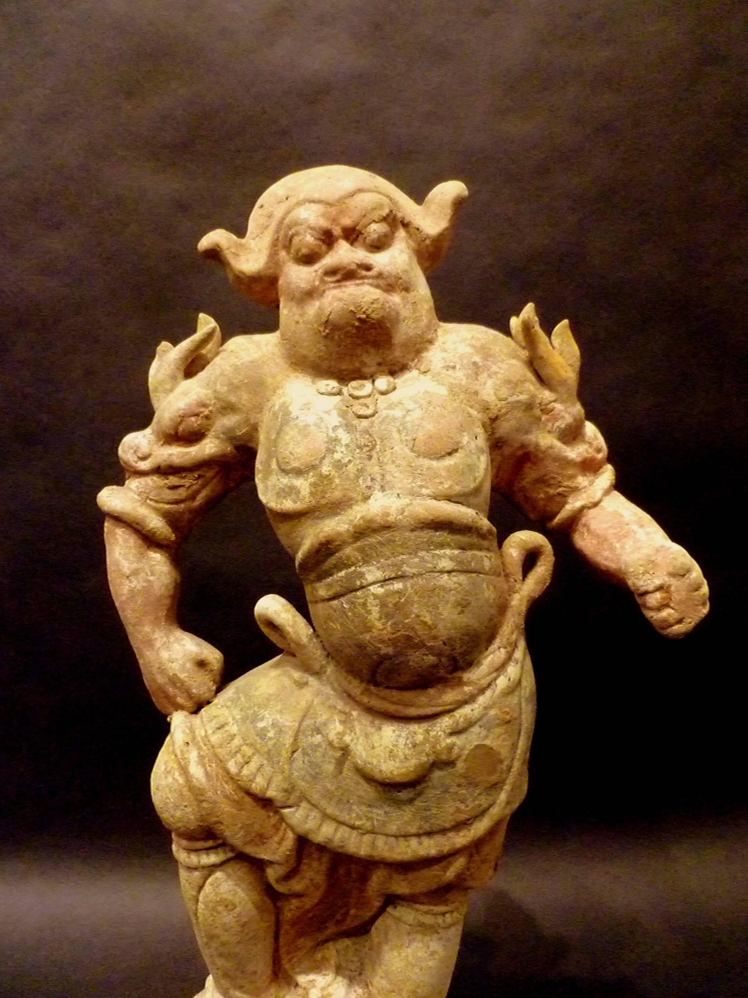 Tang Dynasty Pottery Statue of Lokapala Guardian,  Oxford TL Tested In Good Condition In Greenwich, CT