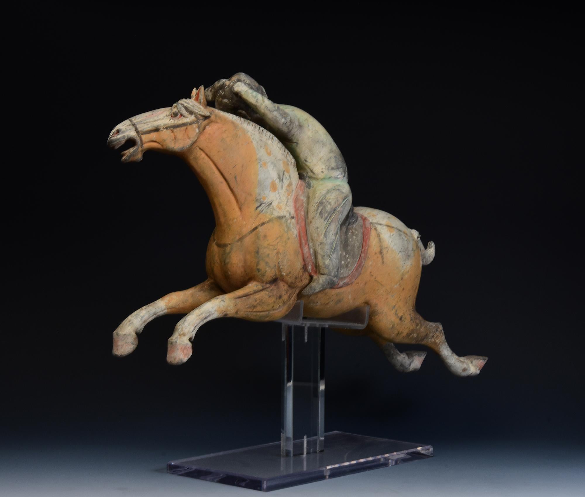 Tang Dynasty, Antique Chinese Pottery Horse and Court Lady with Oxford TL Test 7