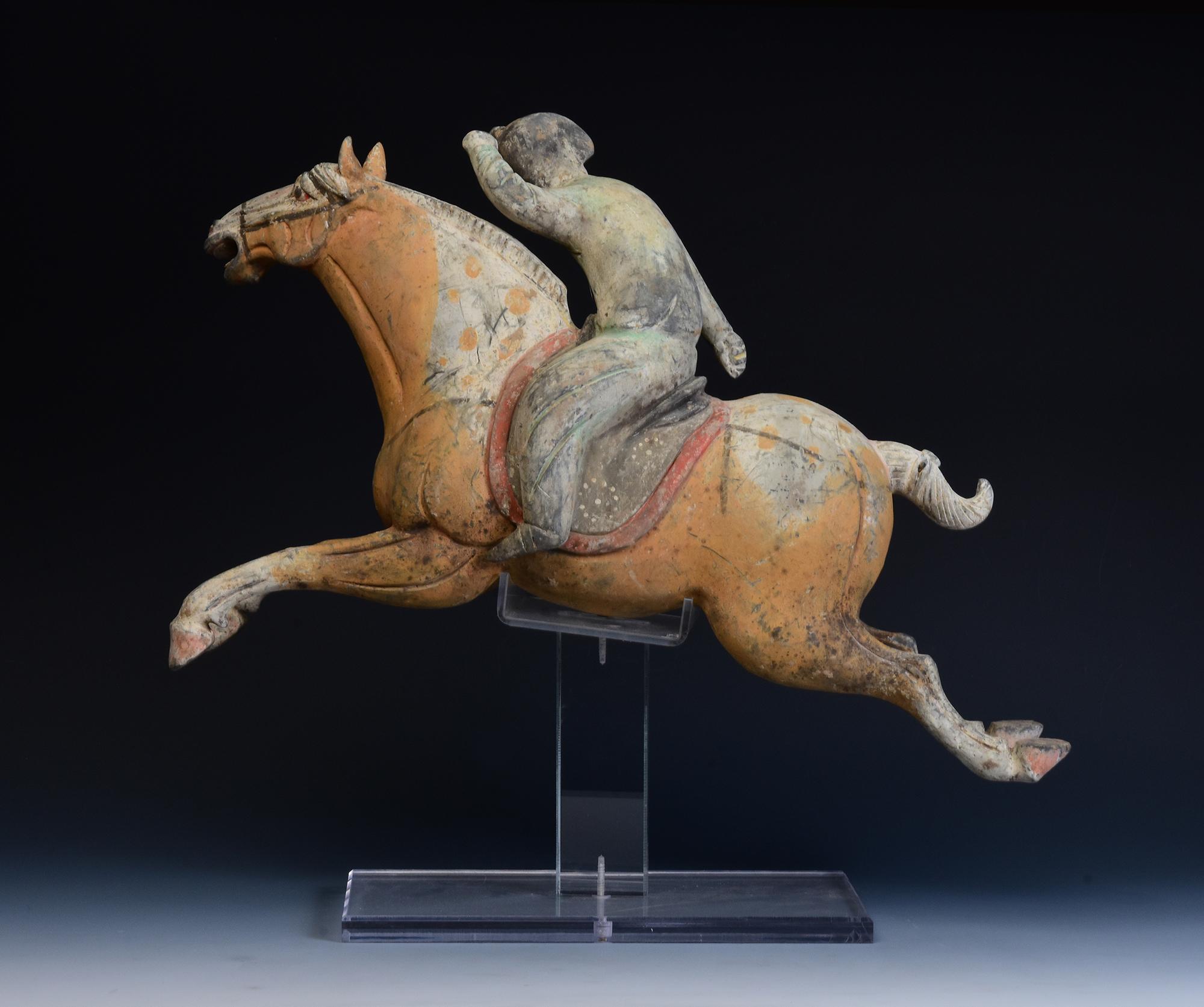 Tang Dynasty, Antique Chinese Pottery Horse and Court Lady with Oxford TL Test 9
