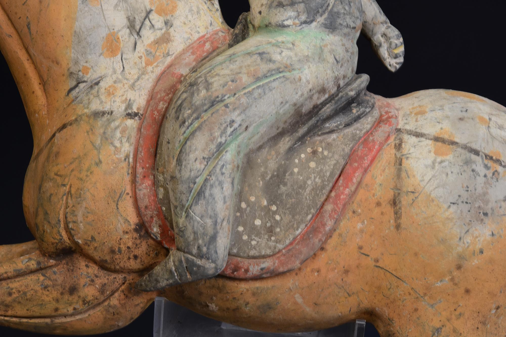 Tang Dynasty, Antique Chinese Pottery Horse and Court Lady with Oxford TL Test 10