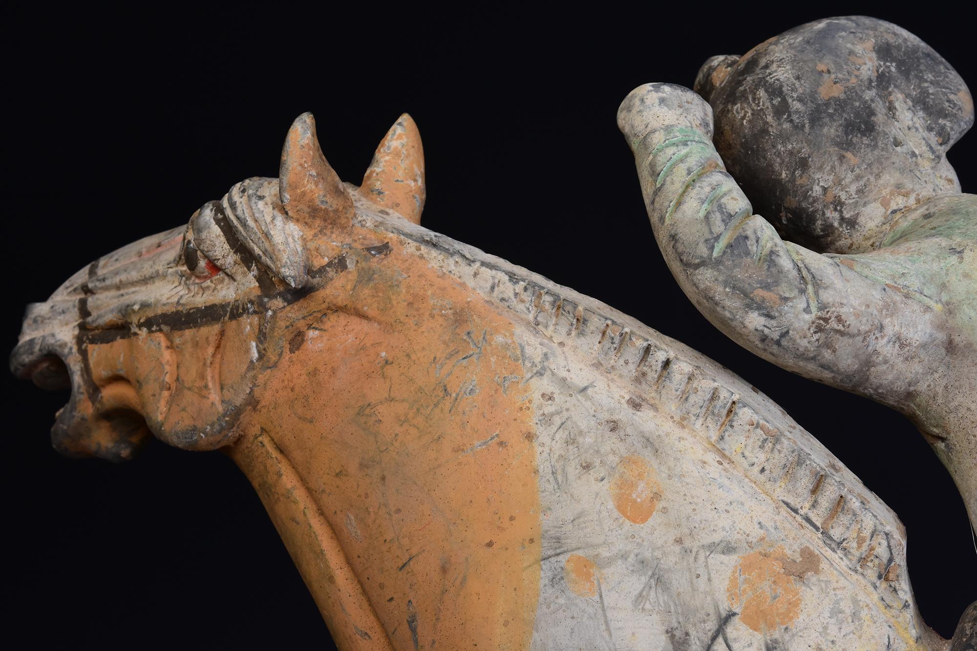 Tang Dynasty, Antique Chinese Pottery Horse and Court Lady with Oxford TL Test 11