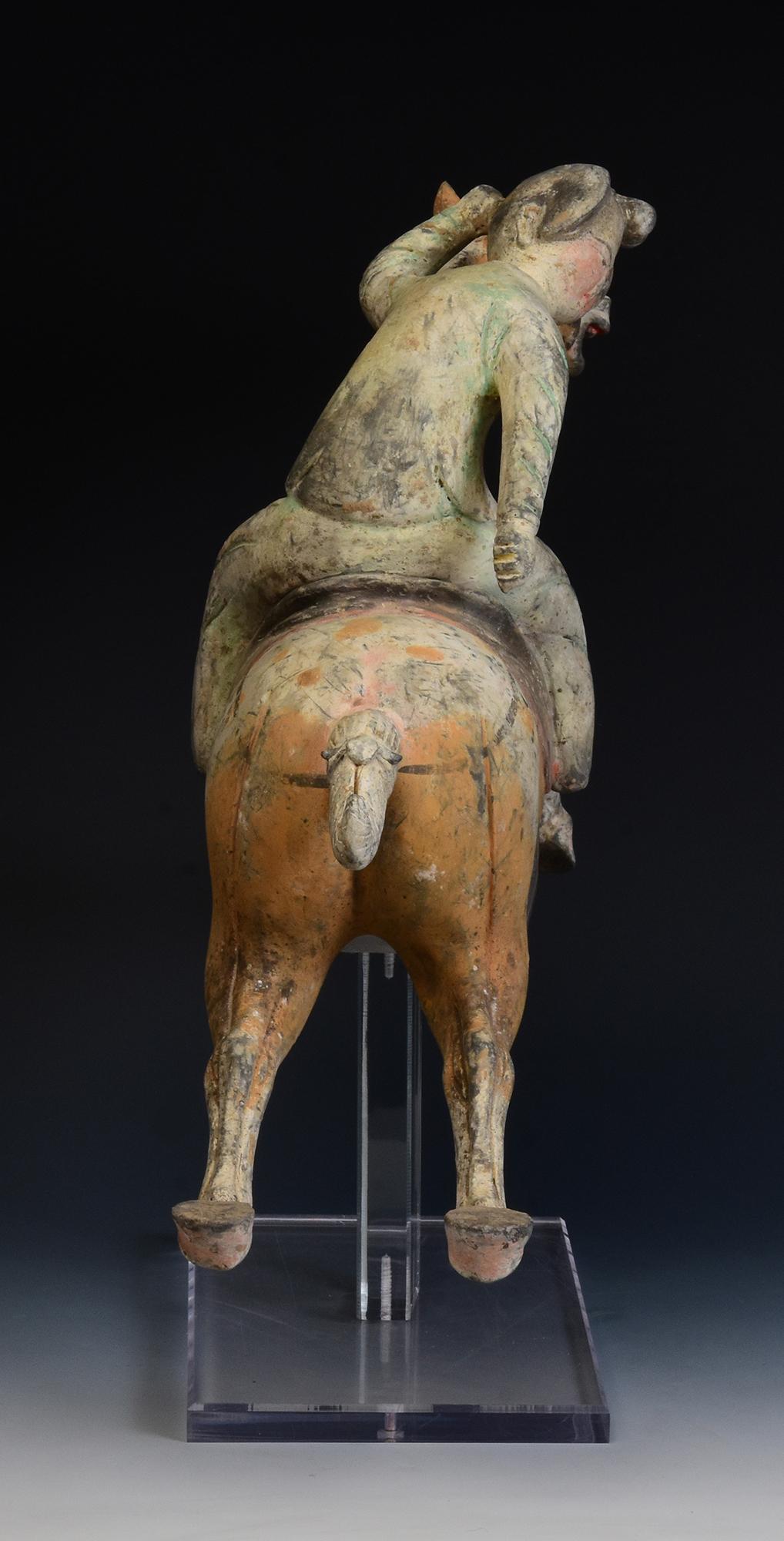 Tang Dynasty, Antique Chinese Pottery Horse and Court Lady with Oxford TL Test 13