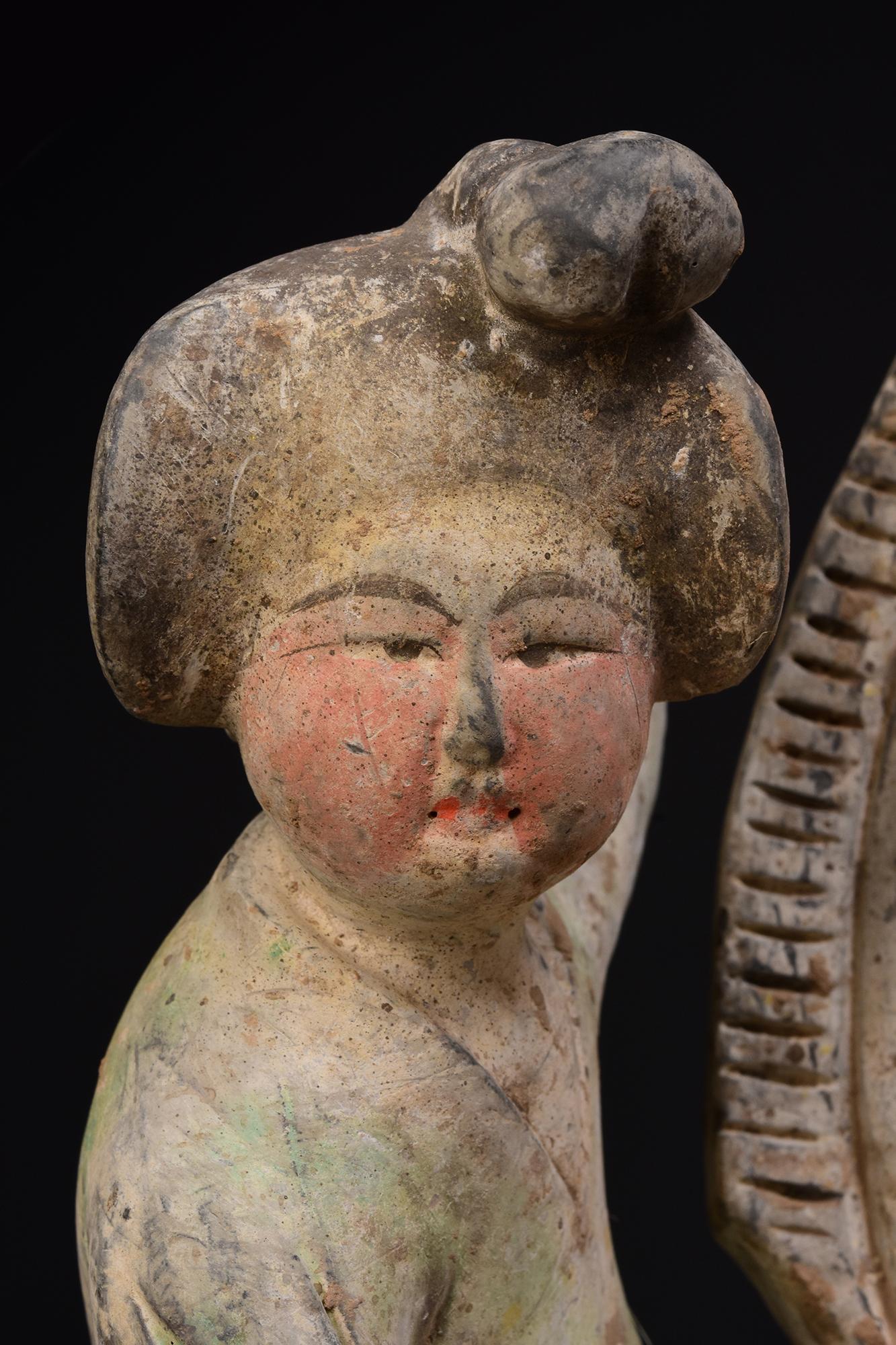 Hand-Carved Tang Dynasty, Antique Chinese Pottery Horse and Court Lady with Oxford TL Test