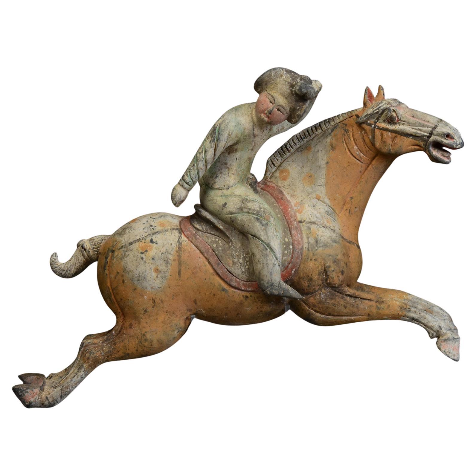 Dynasty Tang, Antiquités en poterie chinoise Cheval et dame de cour avec Oxford TL Test