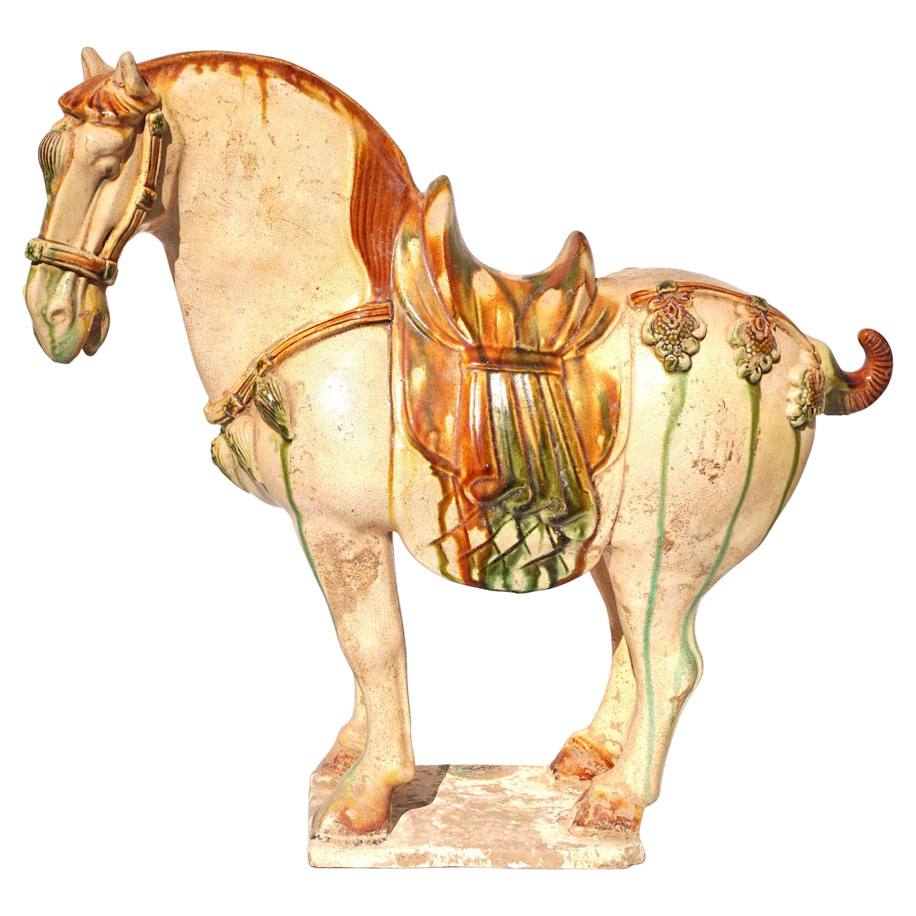 Tang Dynasty Sancai Glazed Pottery Horse