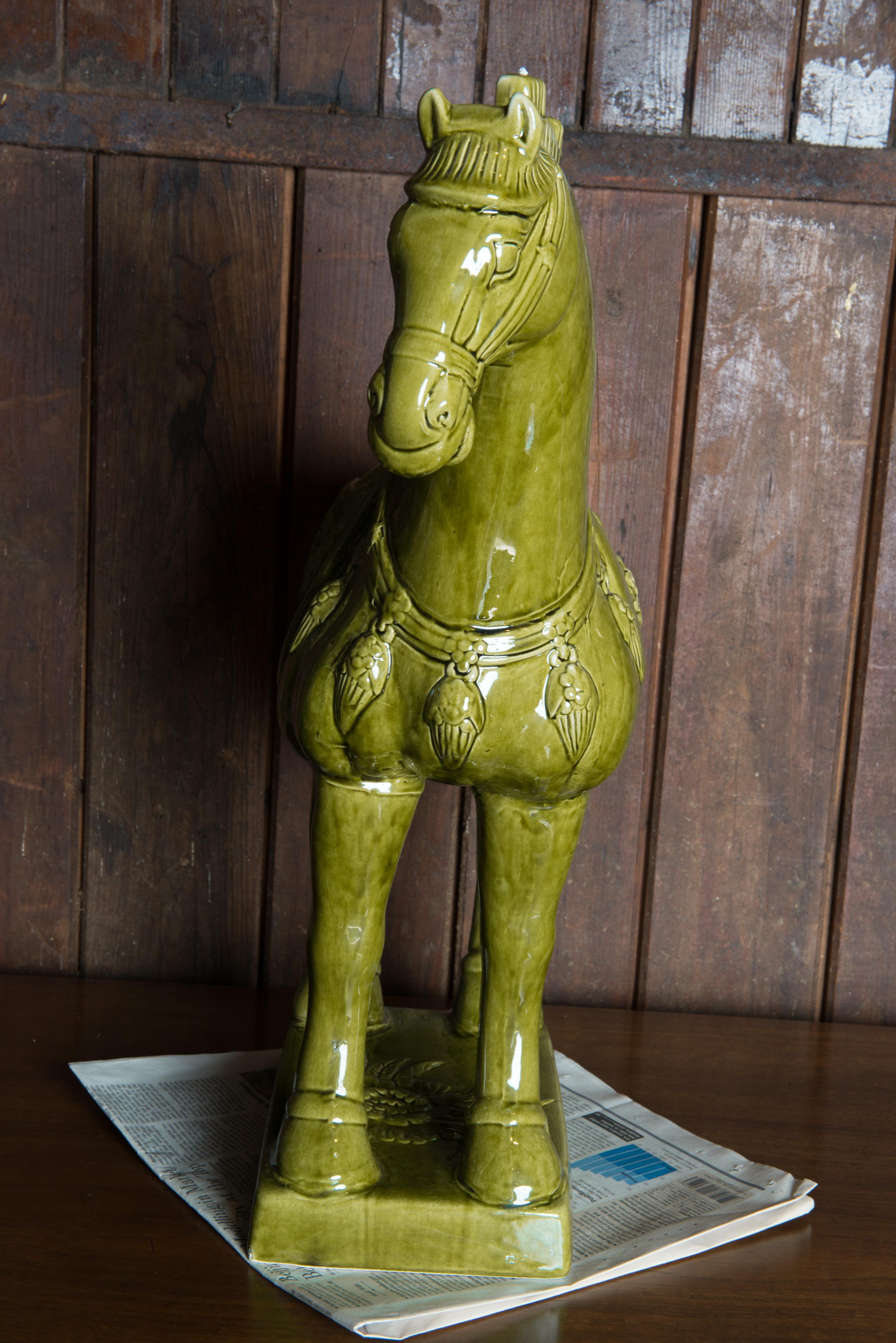 green ceramic horse