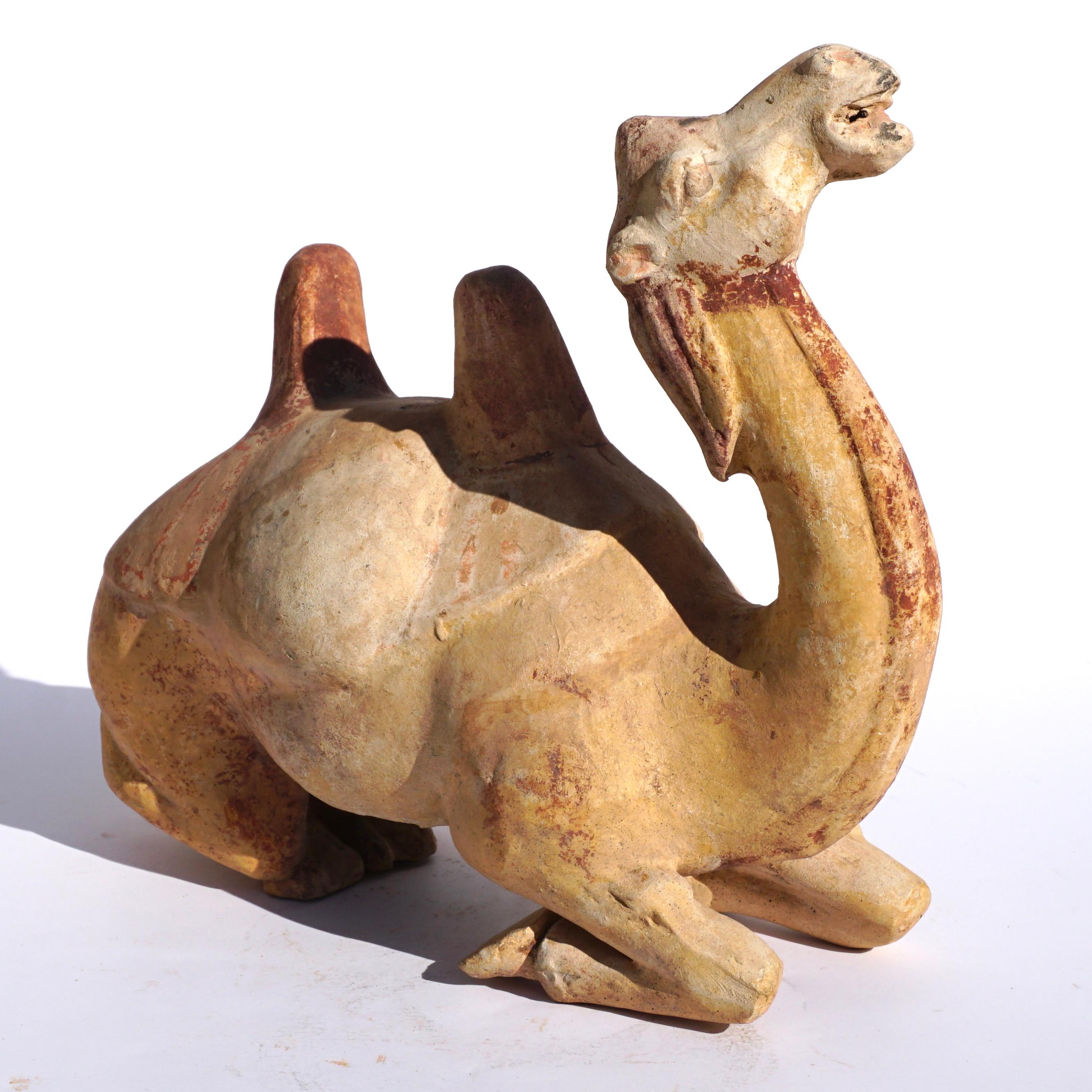 Chinese Tang Dynasty Whimsical Bactrian Camel Sculpture