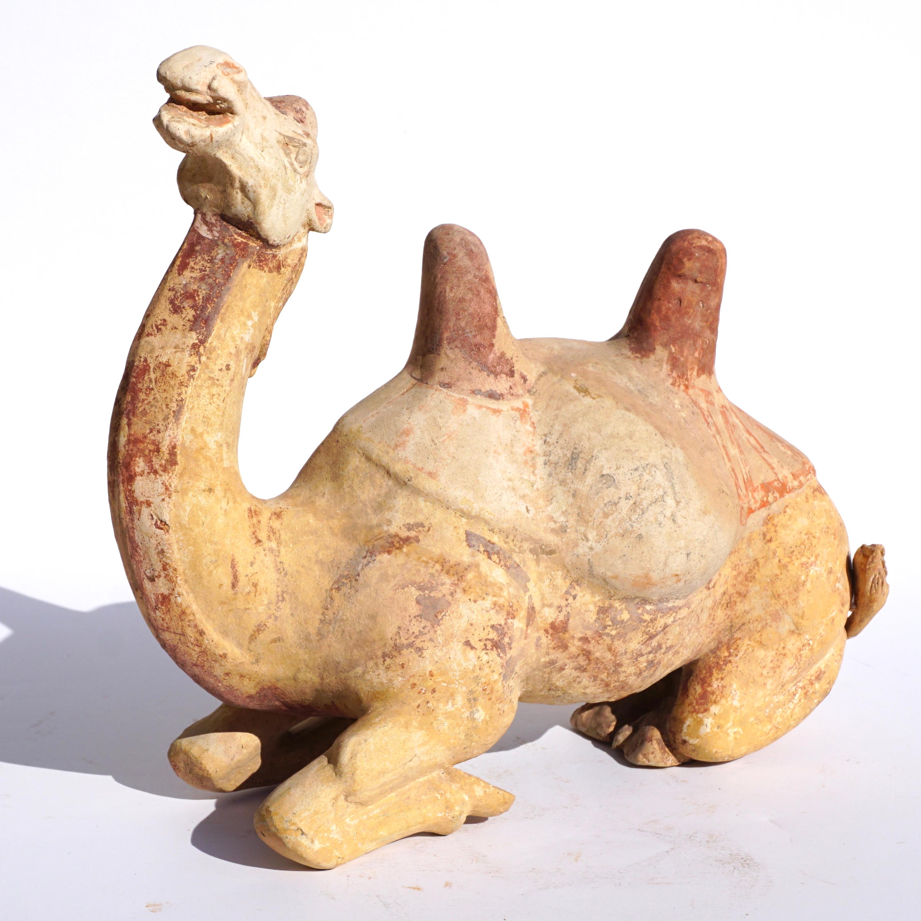 Hand-Crafted Tang Dynasty Whimsical Bactrian Camel Sculpture