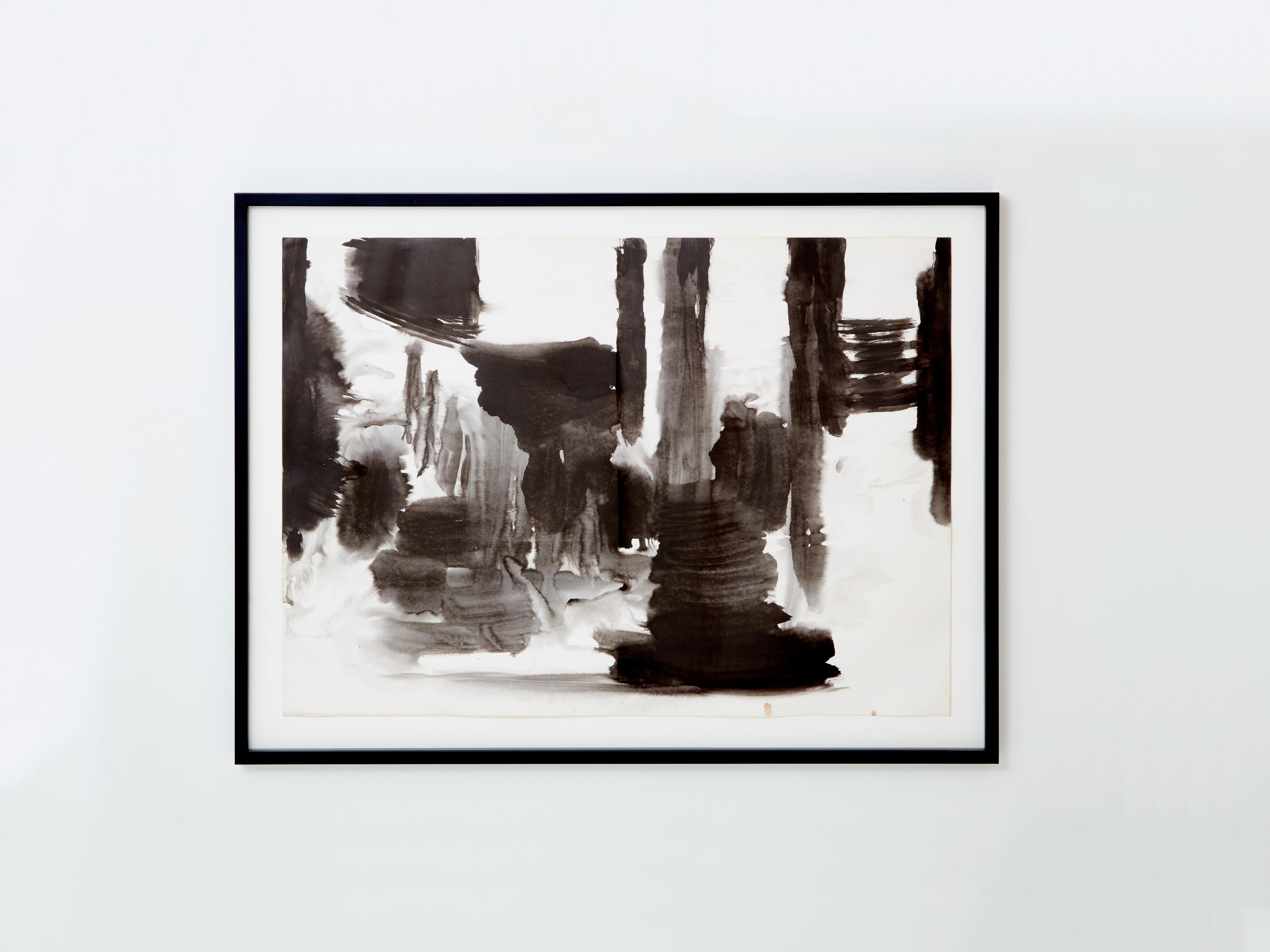 Mid-Century Modern T’ang Haywen diptych ink on paper 1975 For Sale