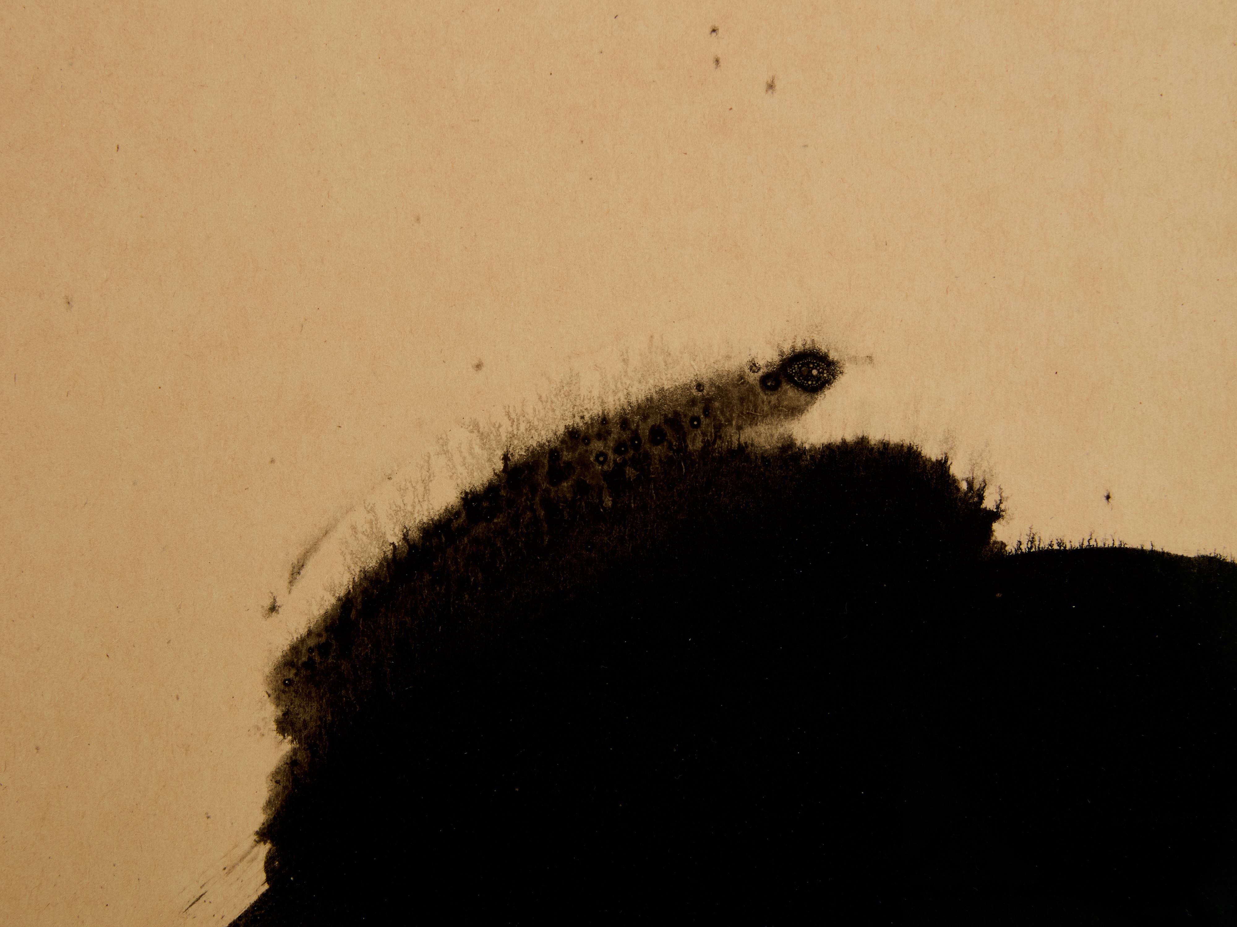 Mid-Century Modern T’ang Haywen signed diptych ink on beige paper 1970 en vente