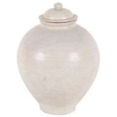 Tang Period Covered Stoneware Jar with White Glaze