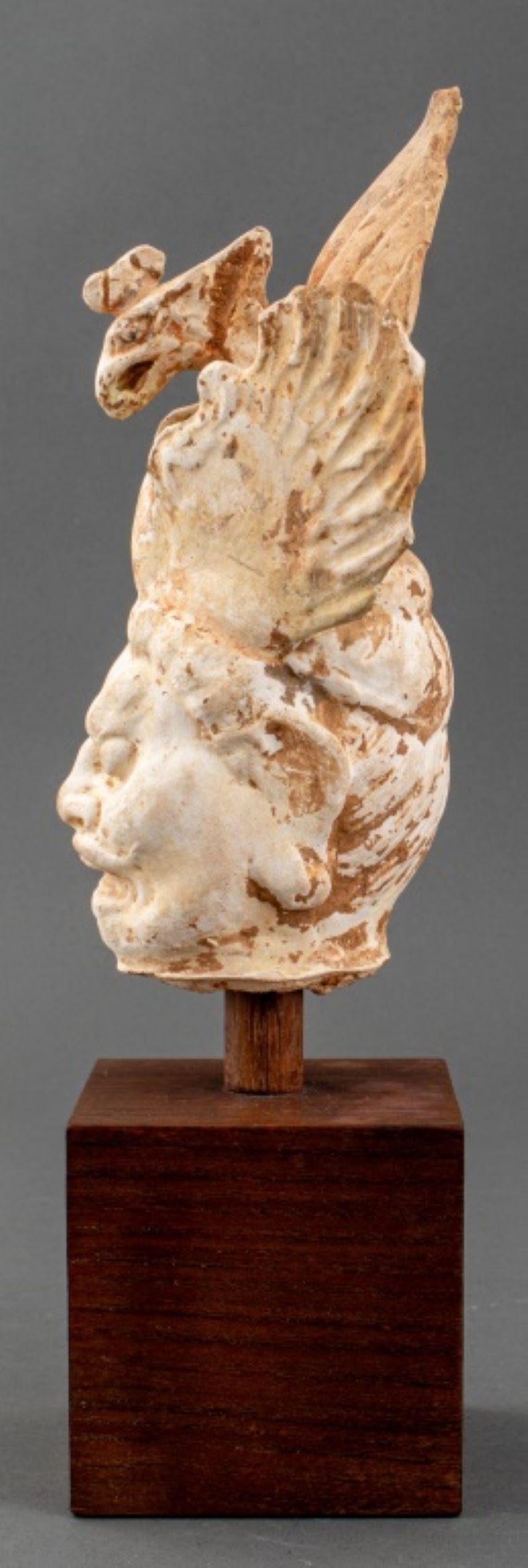 Tang Pottery Lokapala Head with Bird Headdress 2