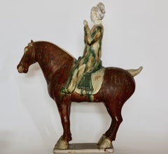 Tang Sancai Glazed Terracotta Horse with Lady Musician
