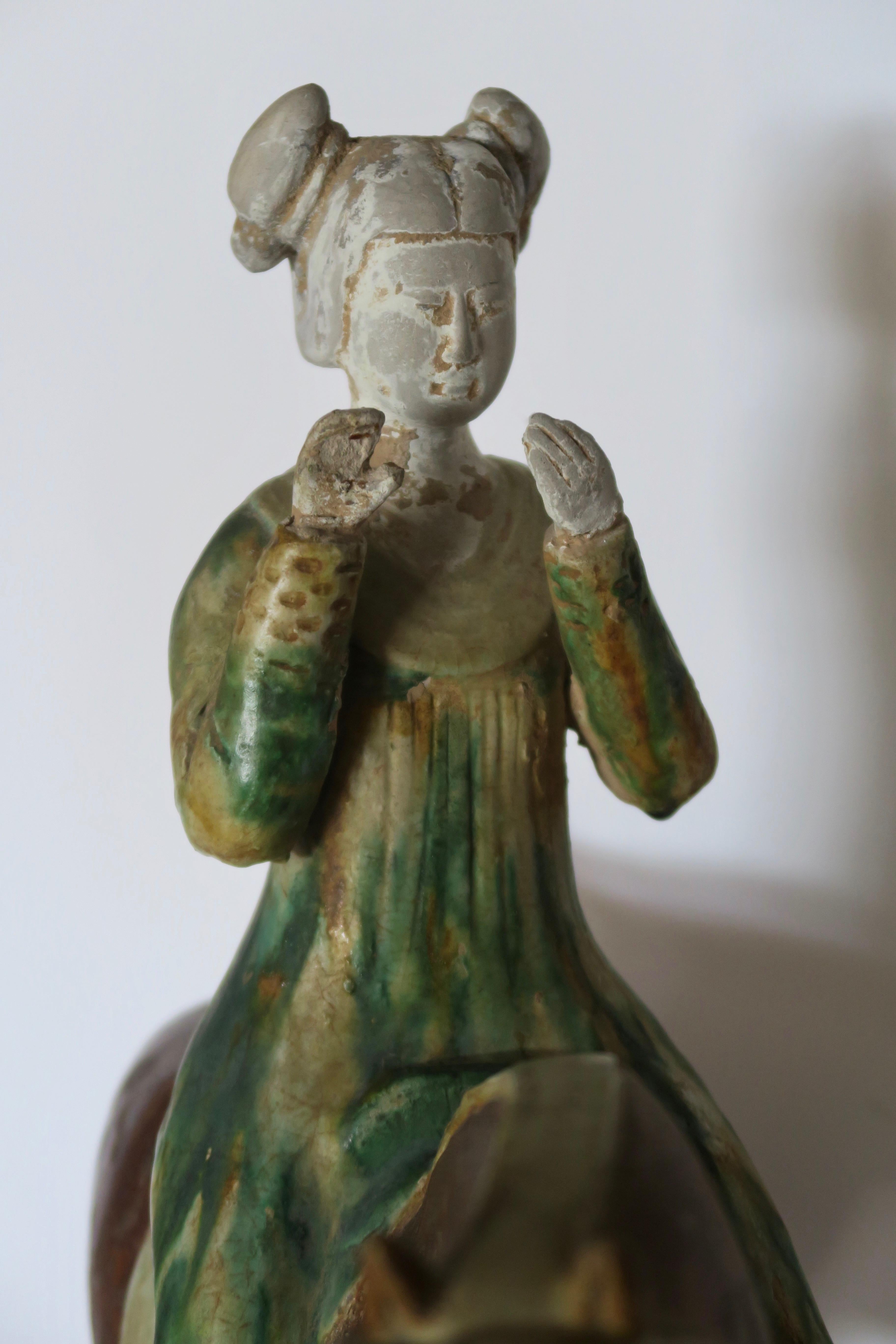 Tang Sancai Glazed Terracotta Horse with Lady Musician For Sale 1