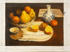 Tang Si Still Life Original Oil On Canvas "Fruit and Vase"