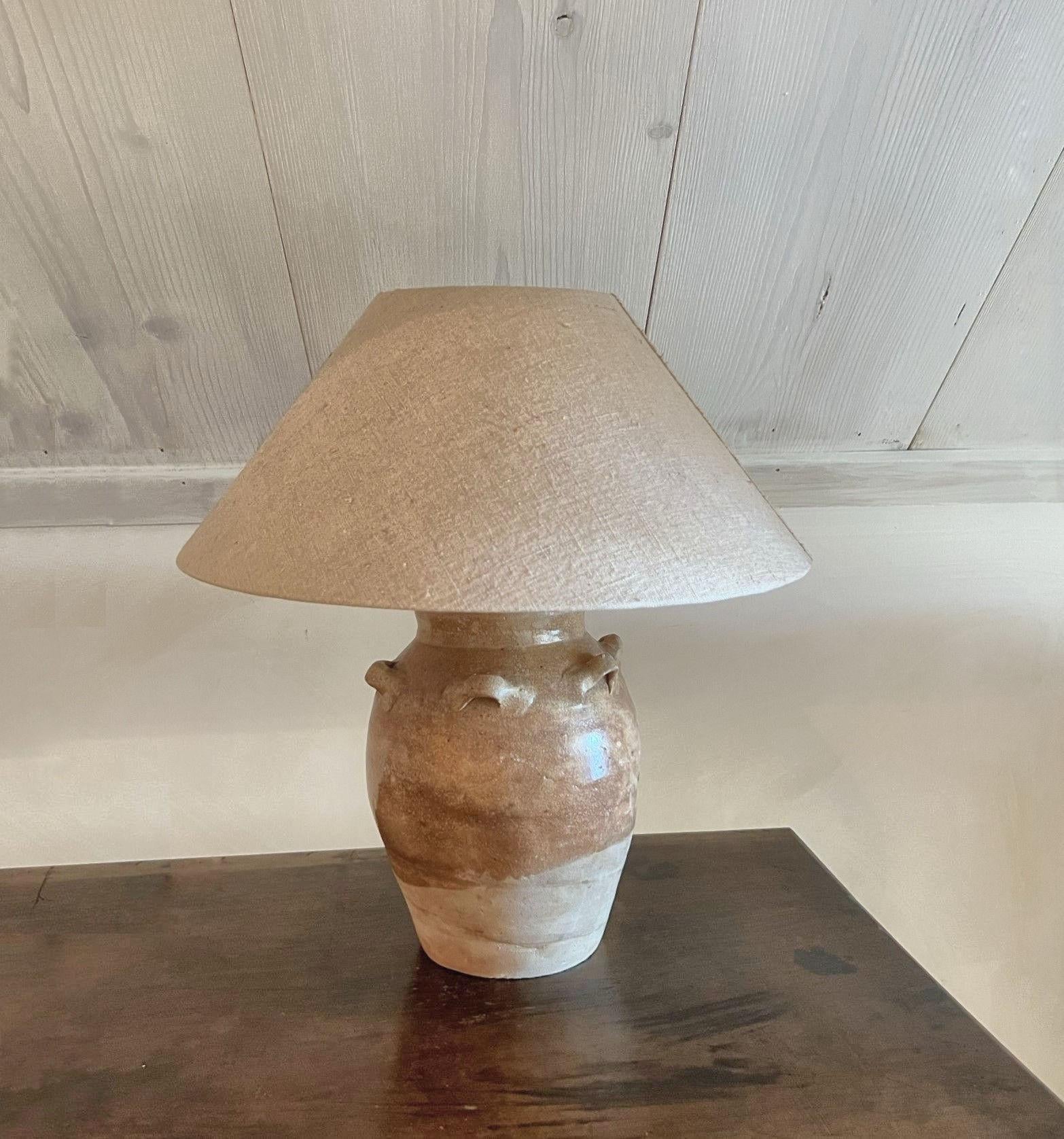 Chinese Tang Style Brown halfglazed Tablelamp Vase 