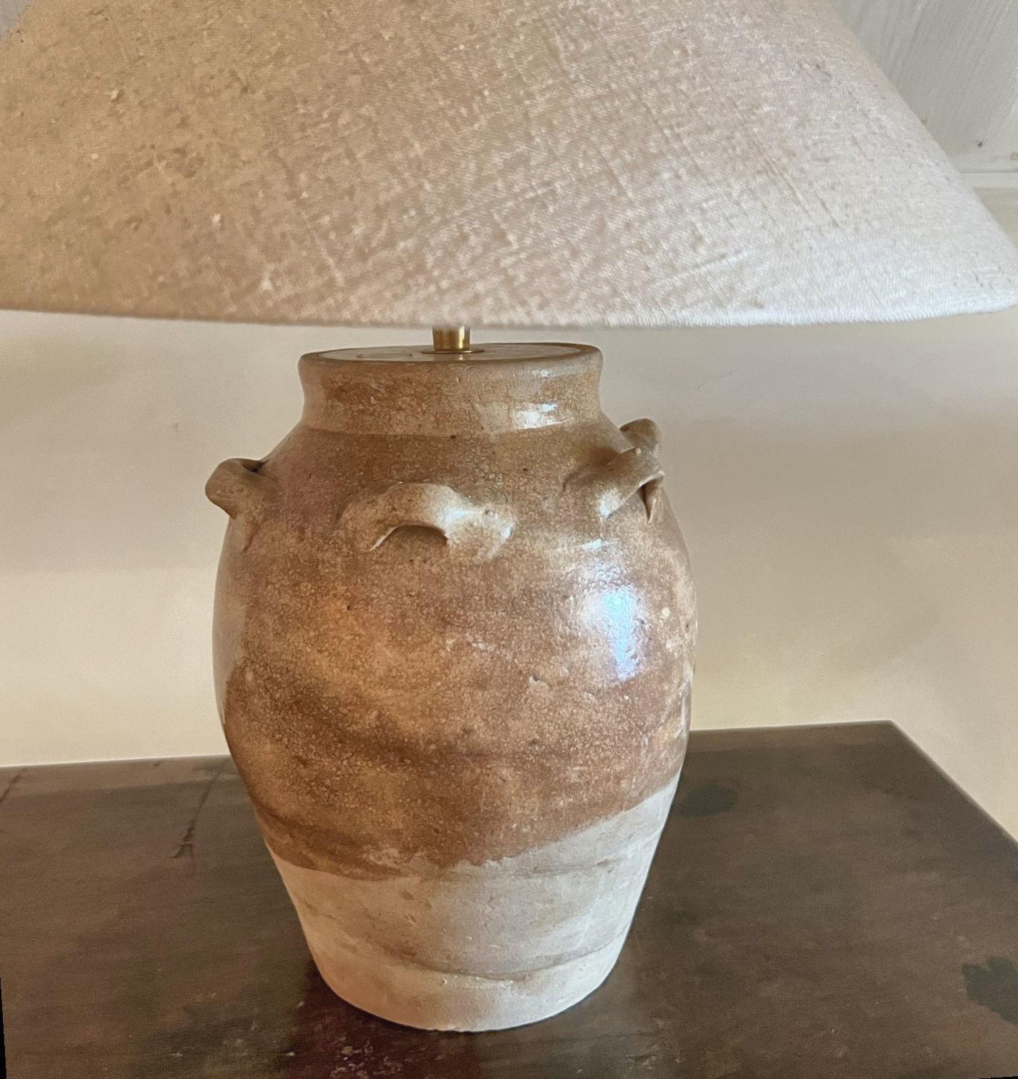 Glazed Tang Style Brown halfglazed Tablelamp Vase 