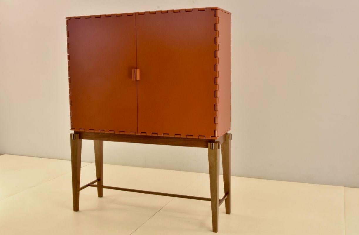 Hand-Crafted Tangara Two Door Bar Pearl Orange by Luis Pons