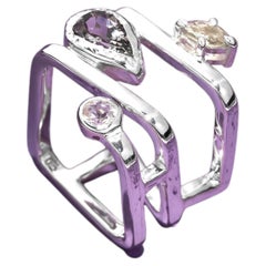 Tangency Ring in Sterling Silver 925 with Tanzanite & Tourmaline by SAKRA