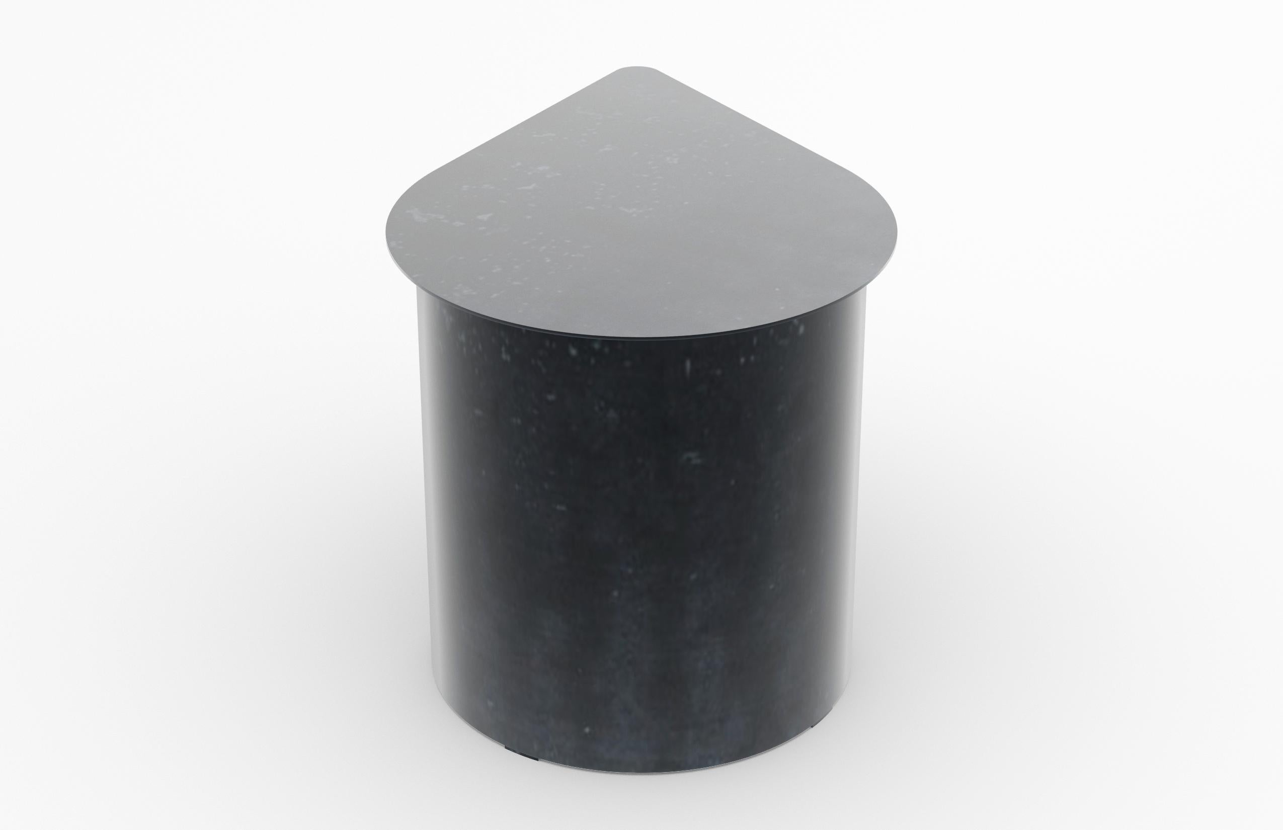Minimalist Tangent End Table, Minimal Design in Waxed Raw Black Steel by Mtharu For Sale
