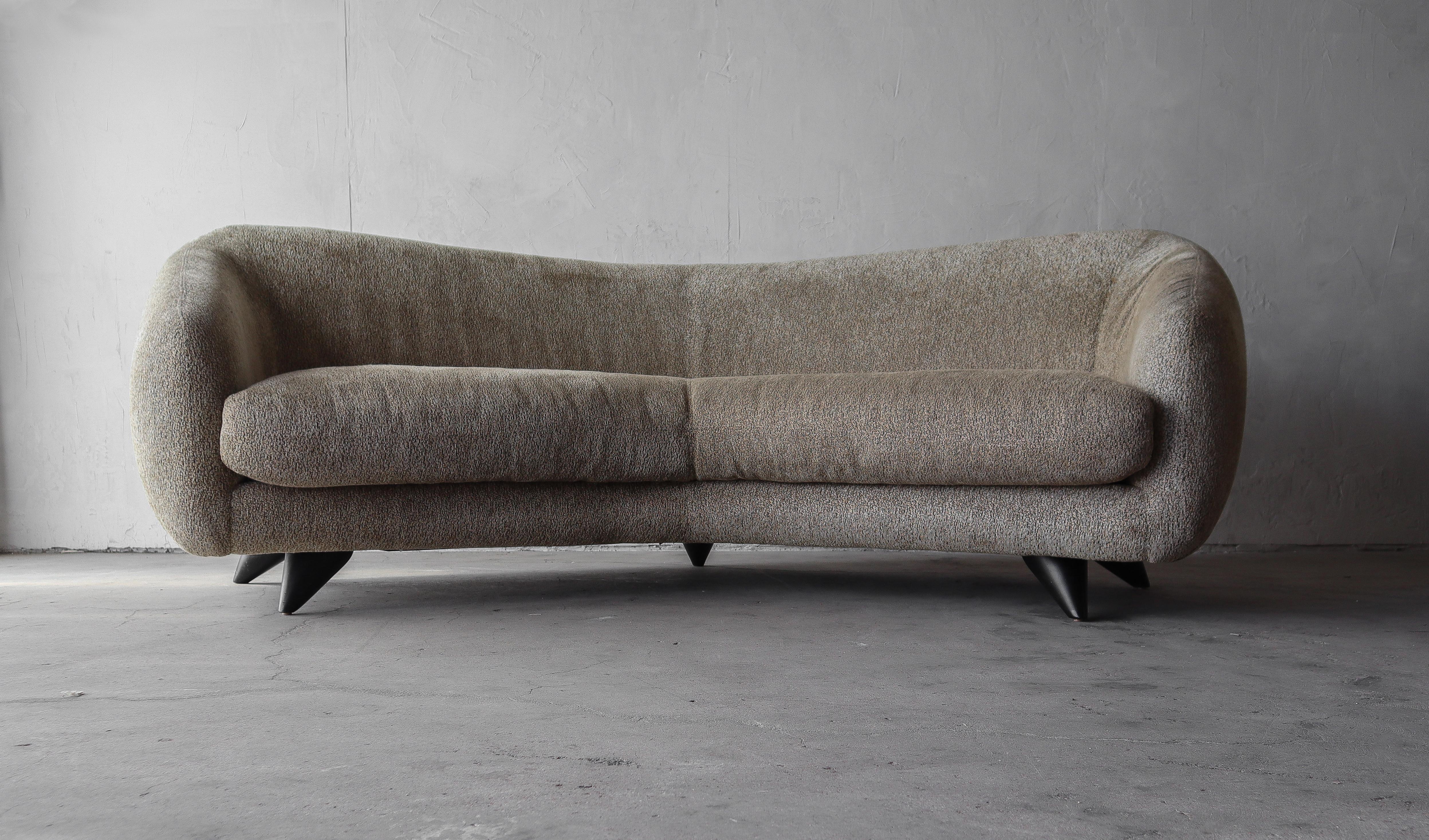 Extremely rare Tangent sofa by Vladimir Kagan for Preview Furniture. The sofa is part of a 3 piece set. Everything is all original with the Preview tags still intact. It is extremely comfortable and even more stylish.

