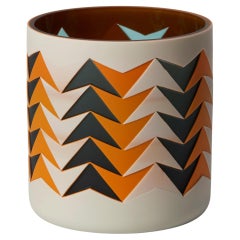 Tangerine Arrows, an orange, brown, taupe & teal glass vase by Sarah Wiberley