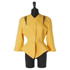 Tangerine cotton Piqué single breasted jacket with cut-work Thierry Mugler