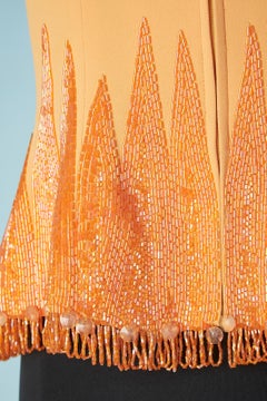 Tangerine crêpe evening top with zip and beaded work Gai Mattiolo