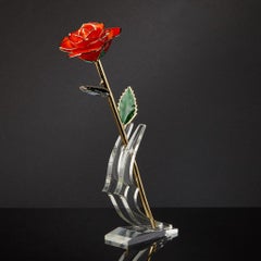 Tangerine Dream, Glossy Lacquer Real Rose in 24k Gold with LED Display