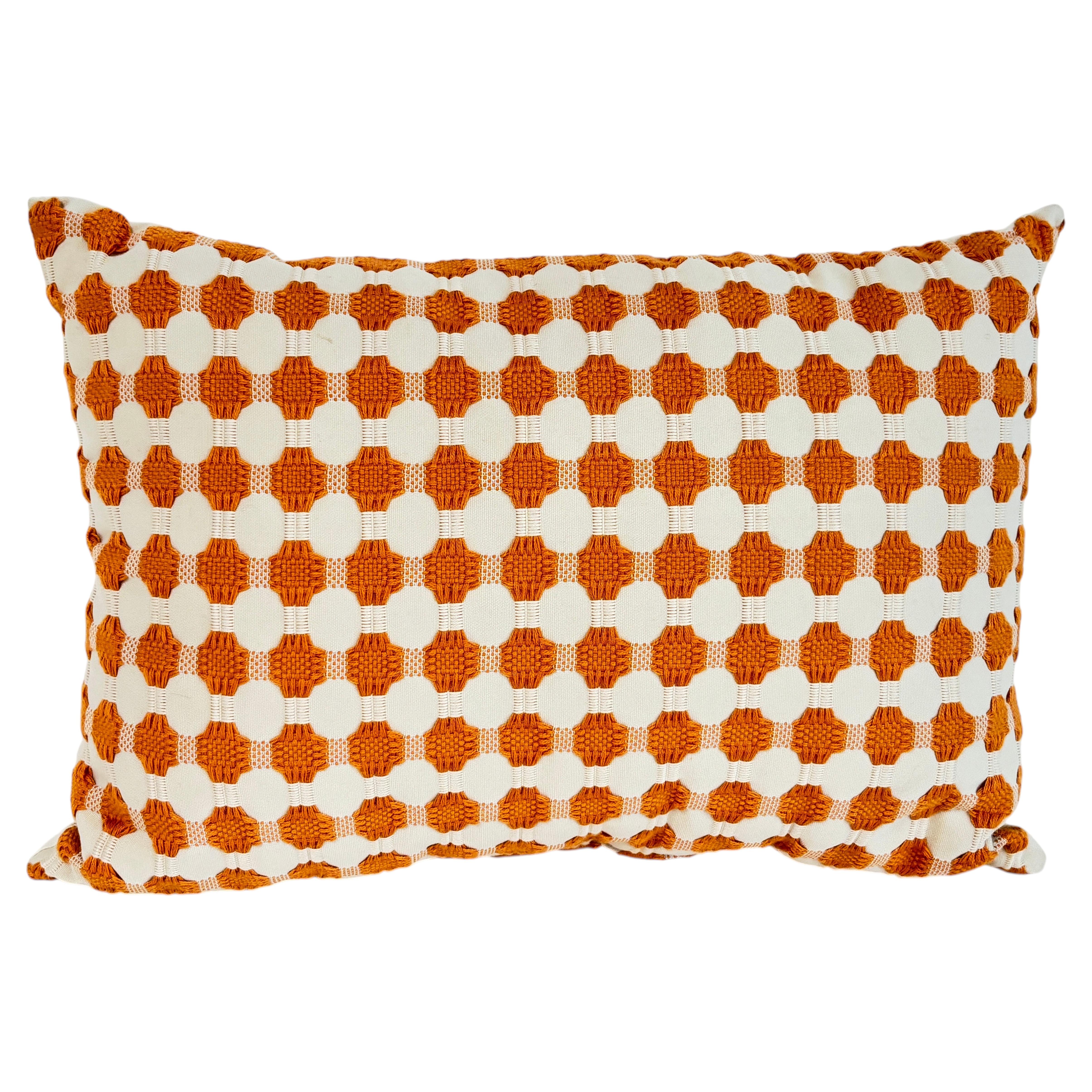 Tangerine Geometric Decorative Throw Pillow, USA Made