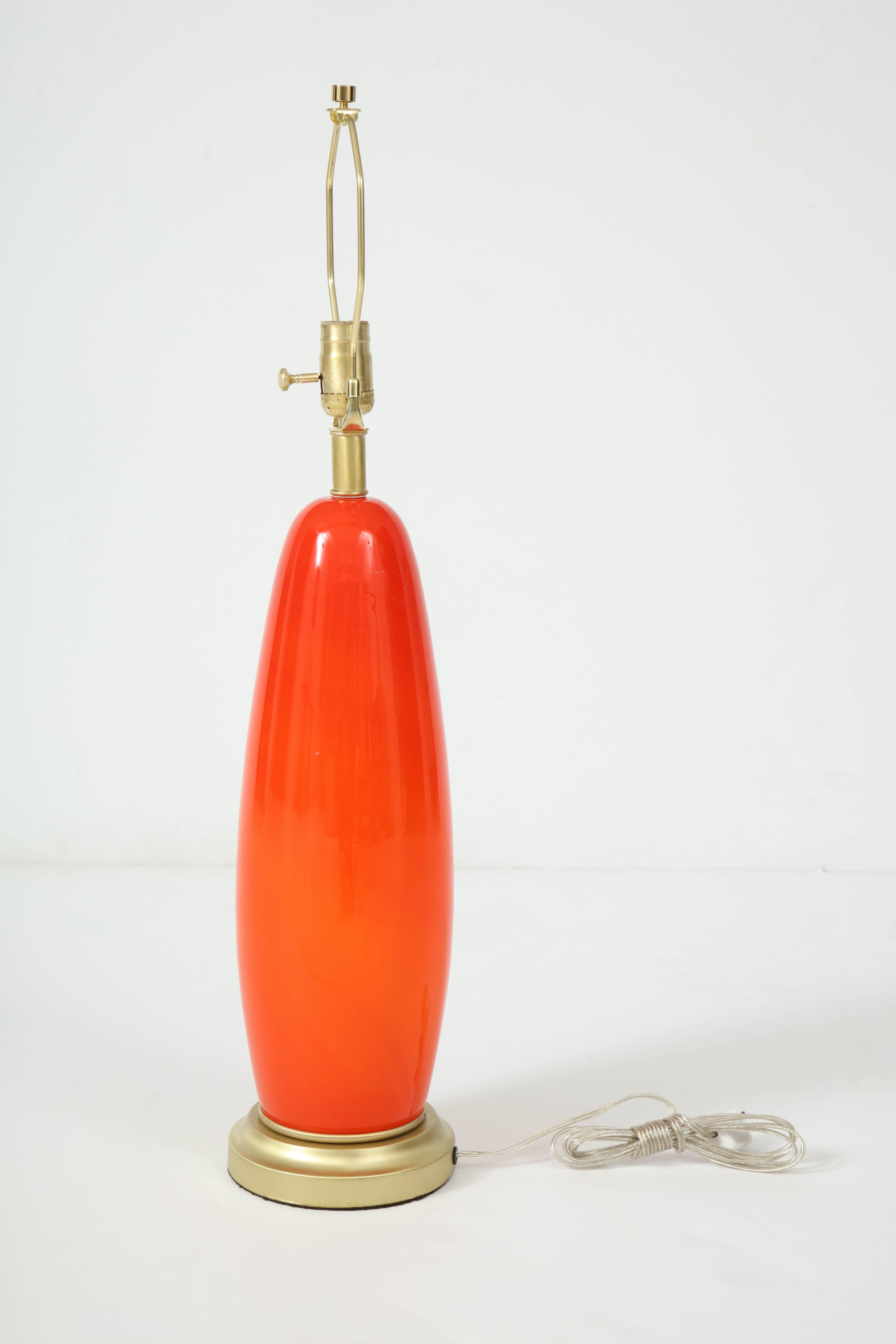 20th Century Tangerine Murano Glass Lamp For Sale