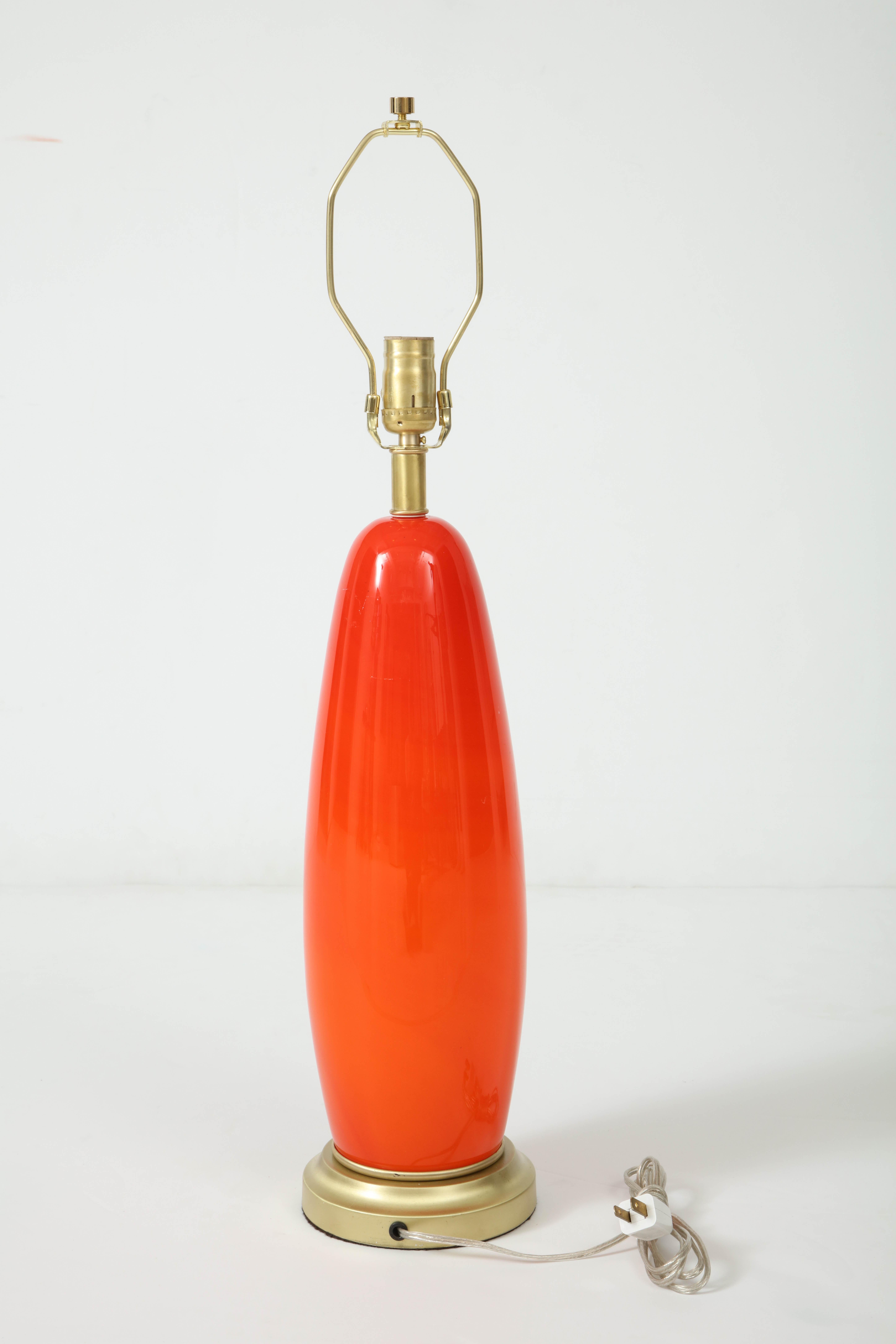 Tangerine Murano Glass Lamp For Sale 1