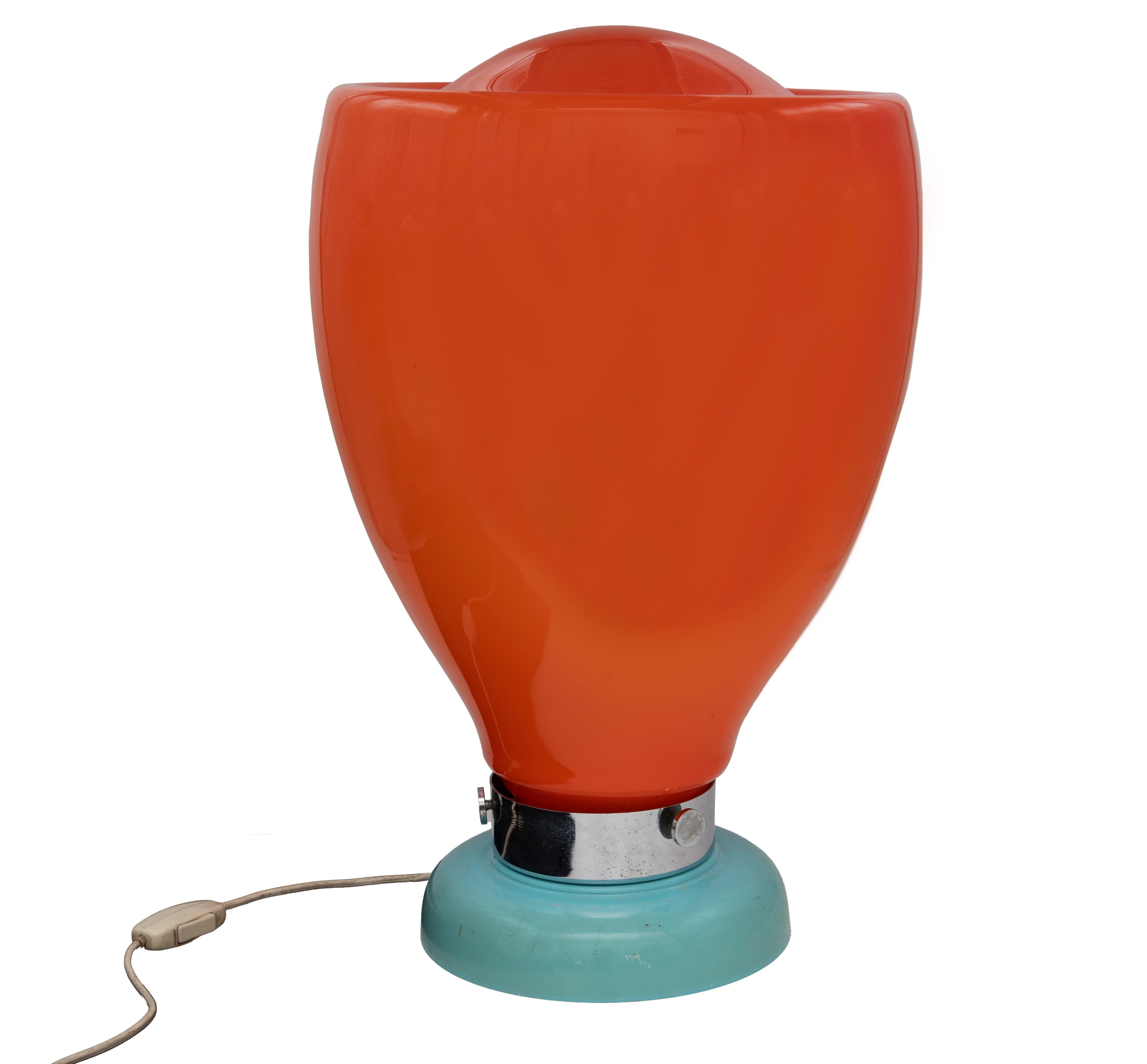 Tangerine Murano Glass Table Lamp, Italy, 1970s In Good Condition In Roma, IT