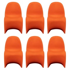 Tangerine Panton Chairs by Verner Panton for Vitra, Set of 6