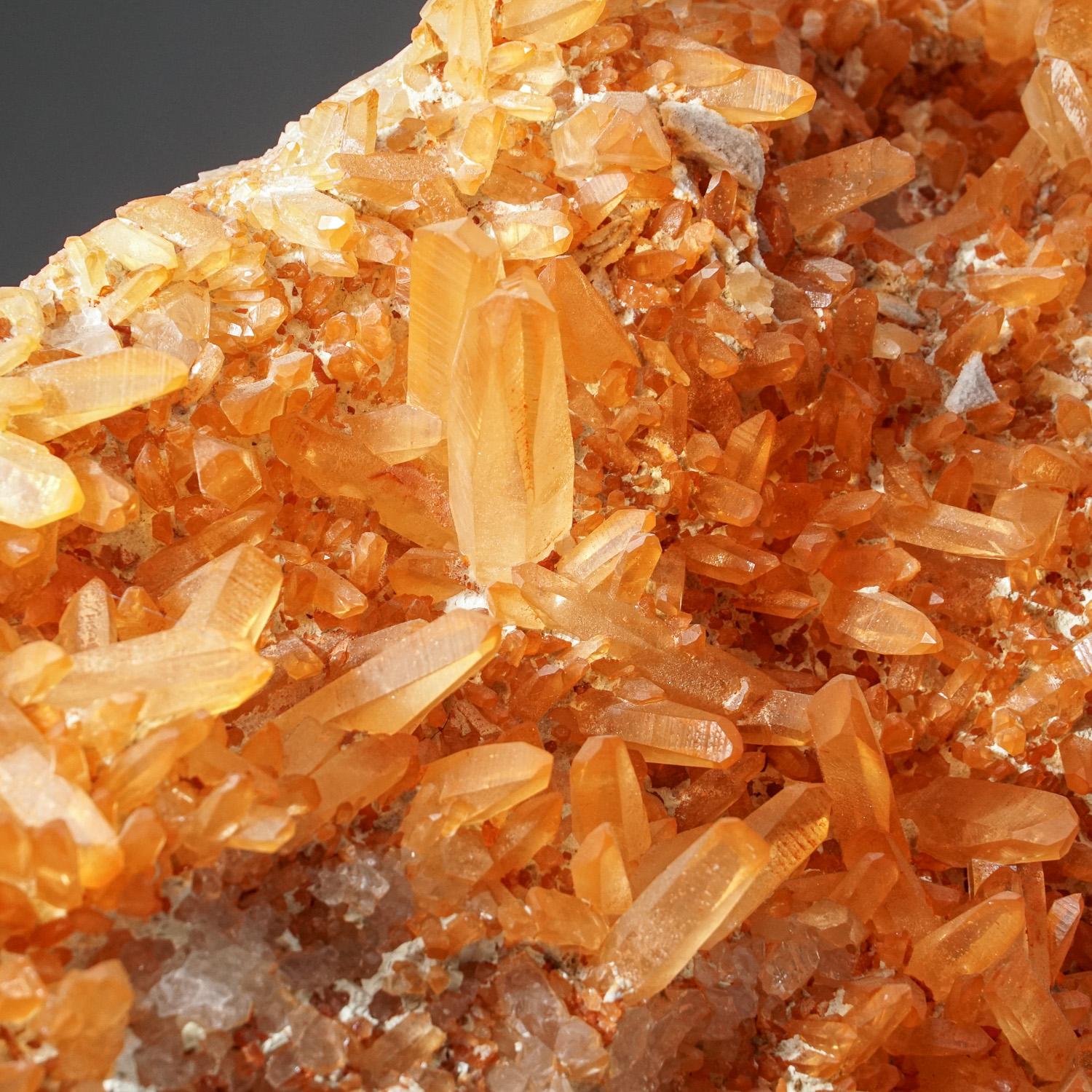 Tangerine Quartz Crystal Cluster from Teofilo Otoni, Minas Gerais, Brazil In New Condition For Sale In New York, NY