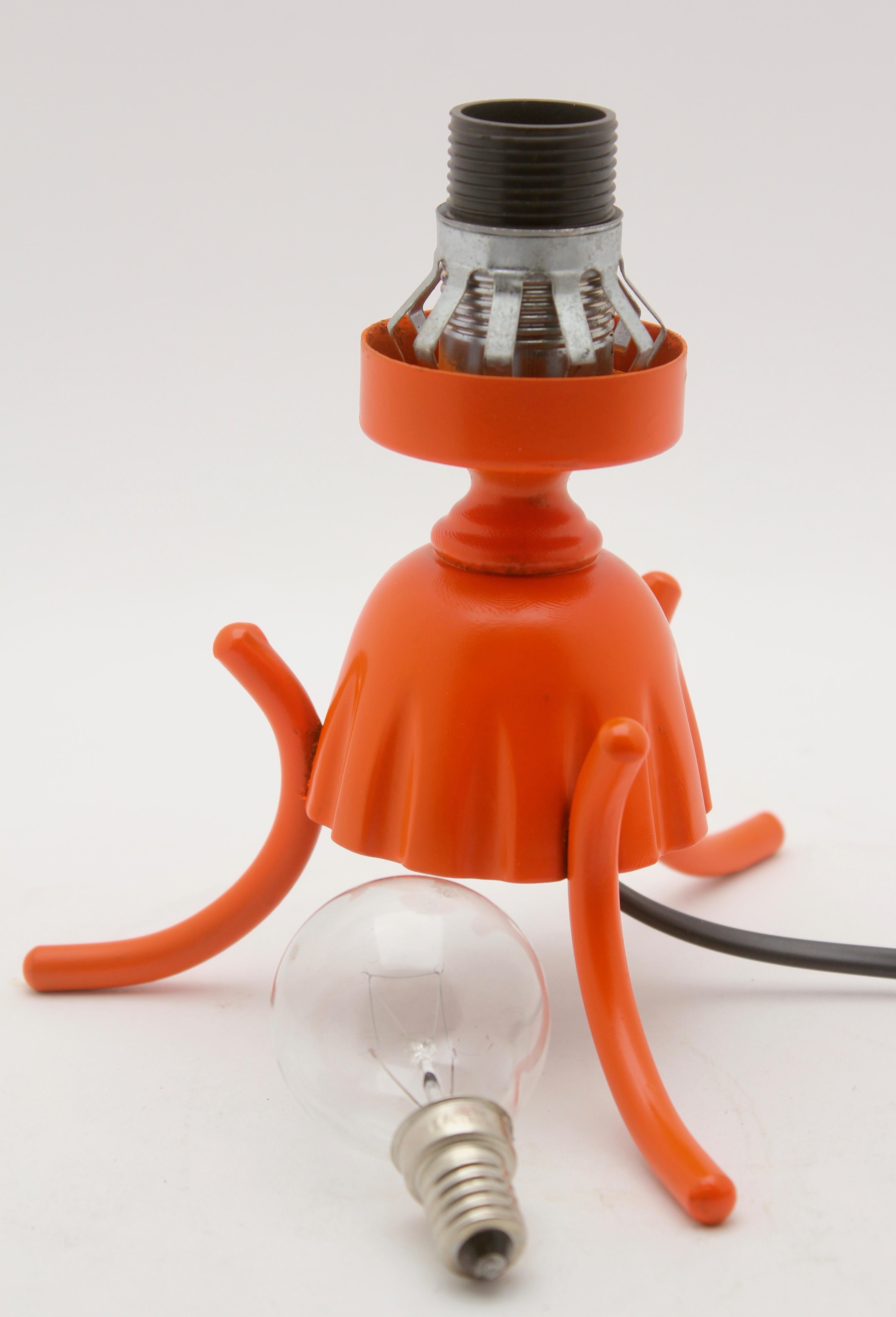 Mid-Century Modern Tangerine Retro Bedside Lamp with Iron Base and Scatter-Light Glass Shade